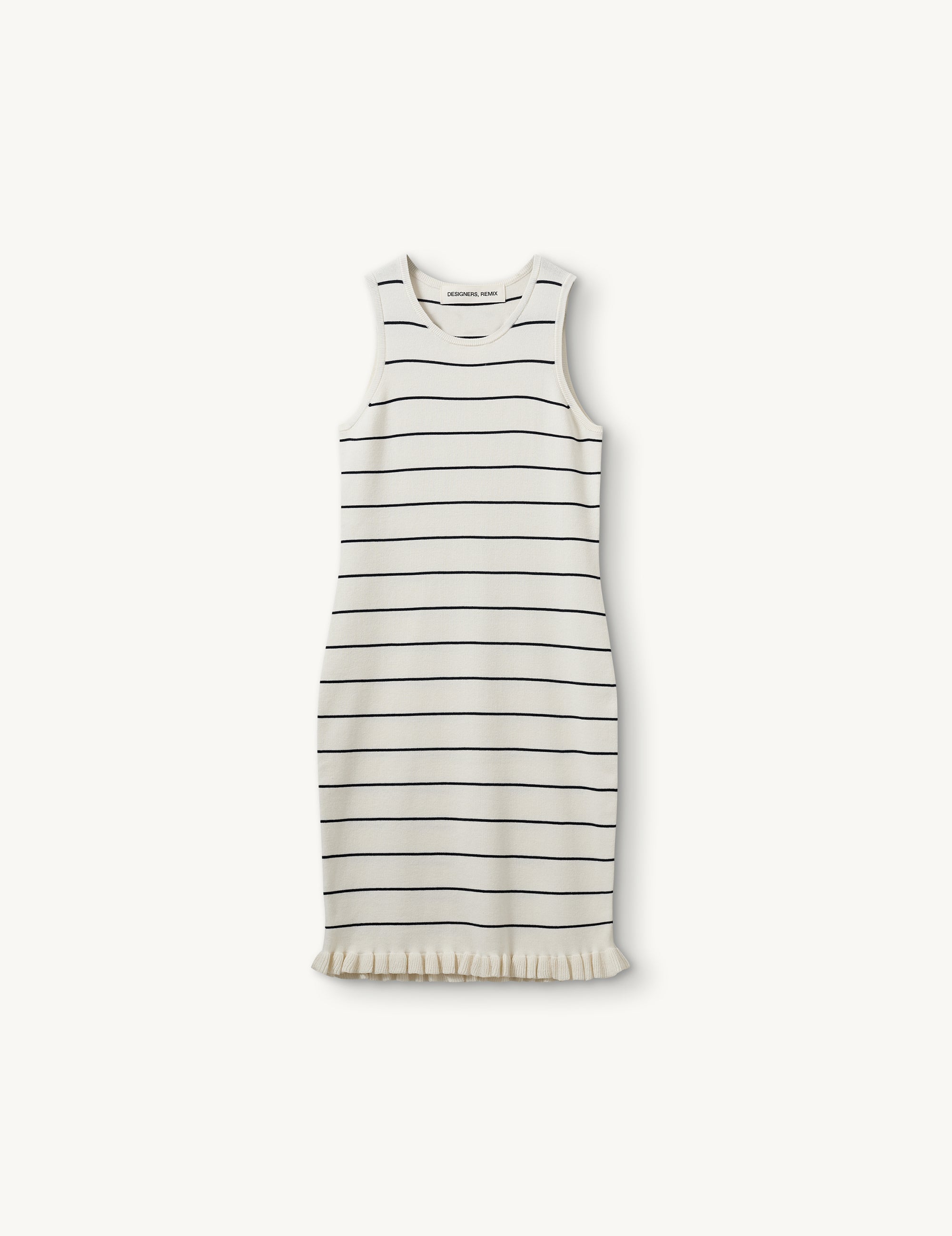 Taliana Rib Stripe Dress Cream/navy stripe