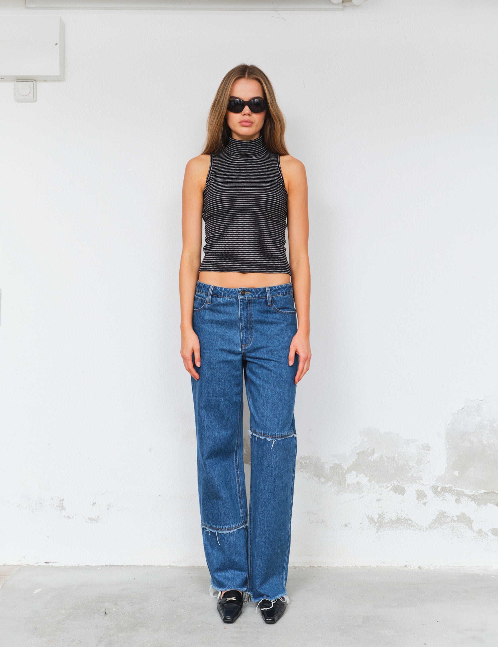 Miles Patch Jeans Blue Stone Wash
