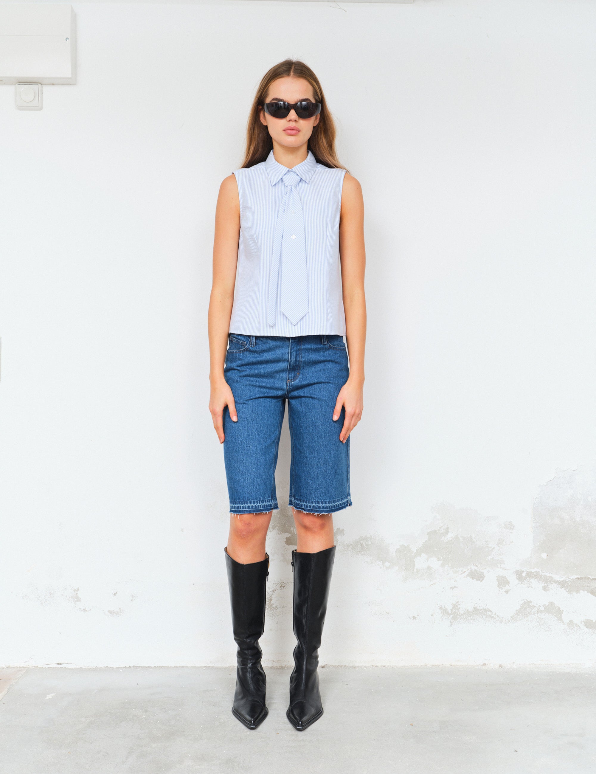 Adrian Tie Top Light Blue/White Stripes