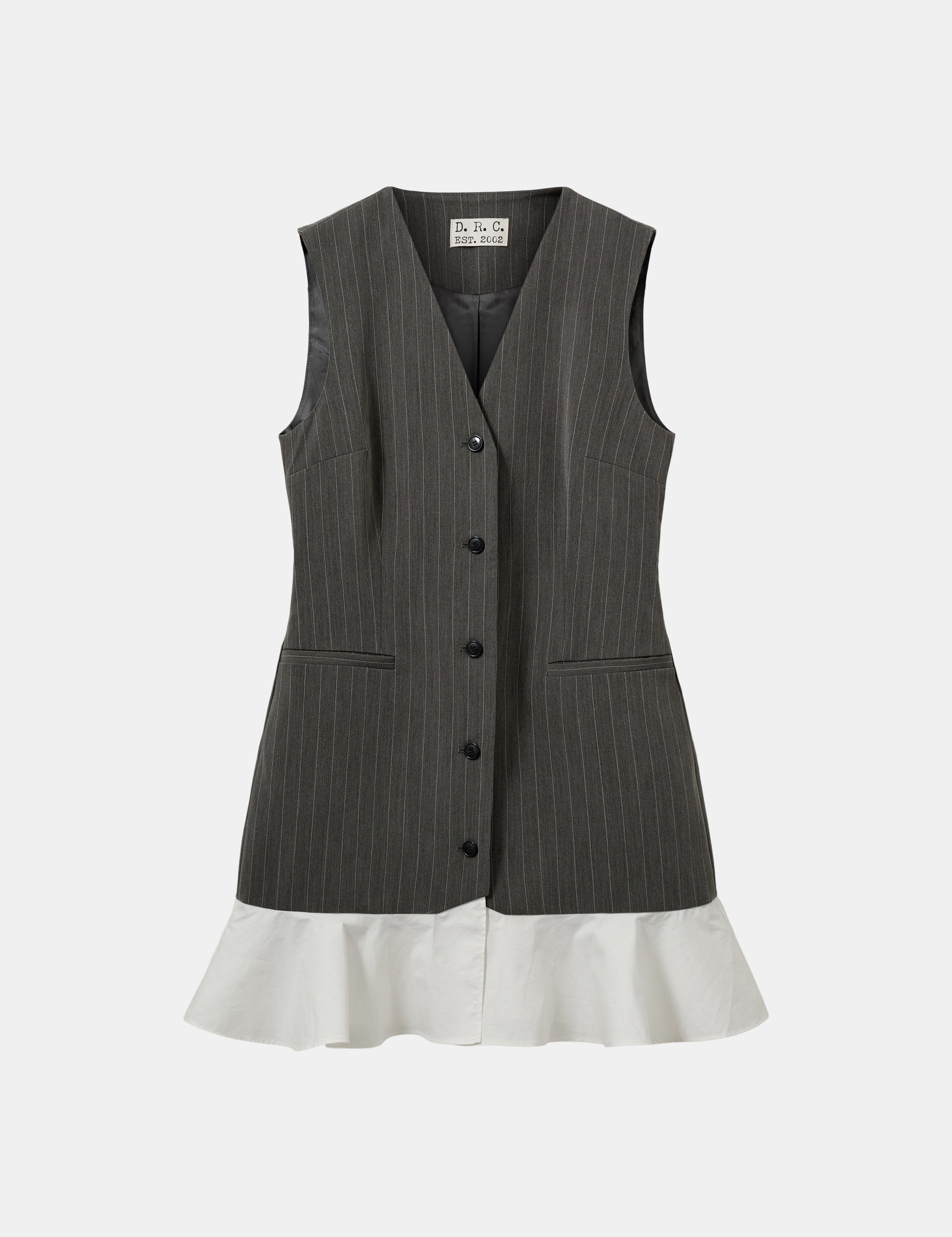 Steven Short Dress Grey/White Pinstripes
