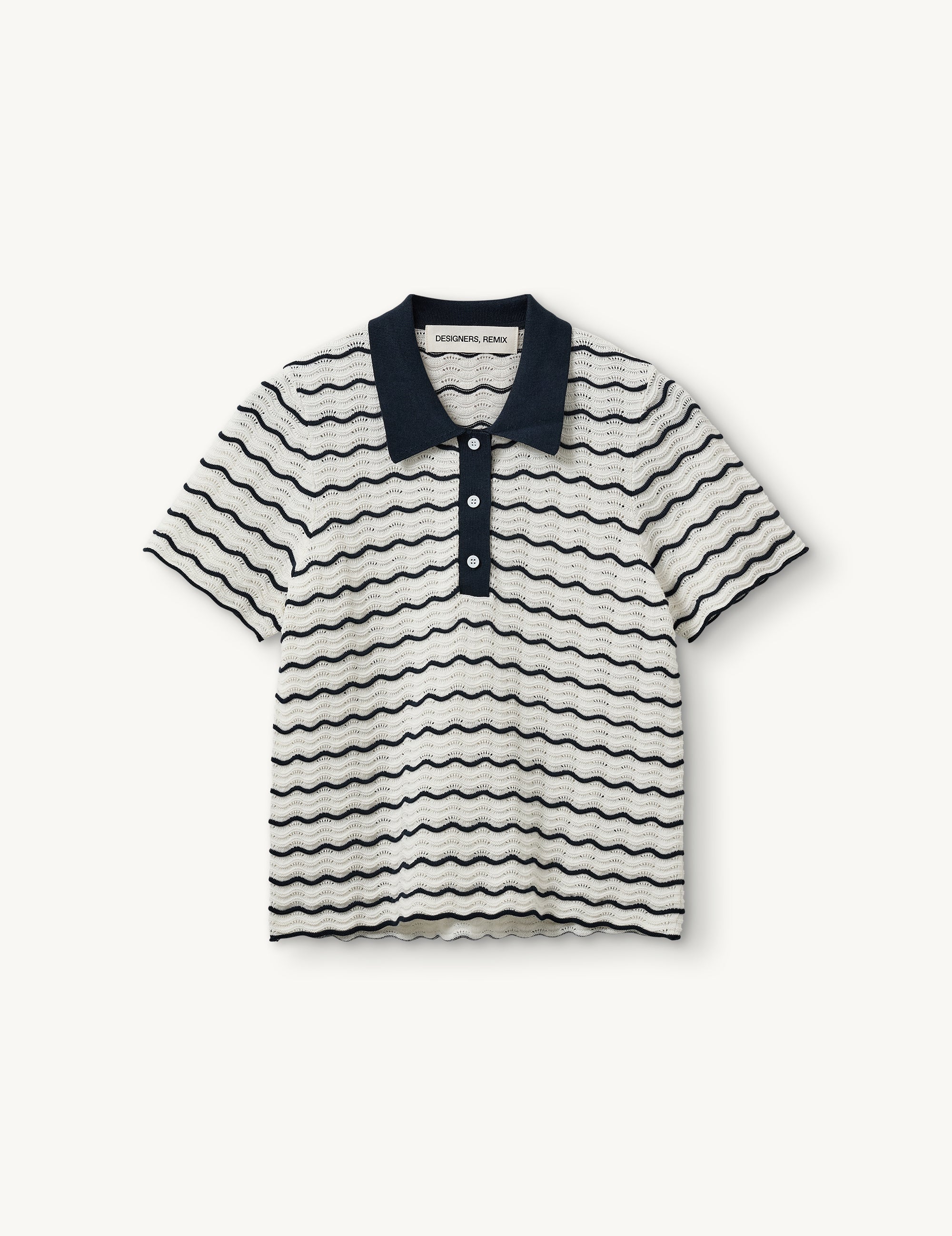 Taliana Wave Polo Cream/navy stripe