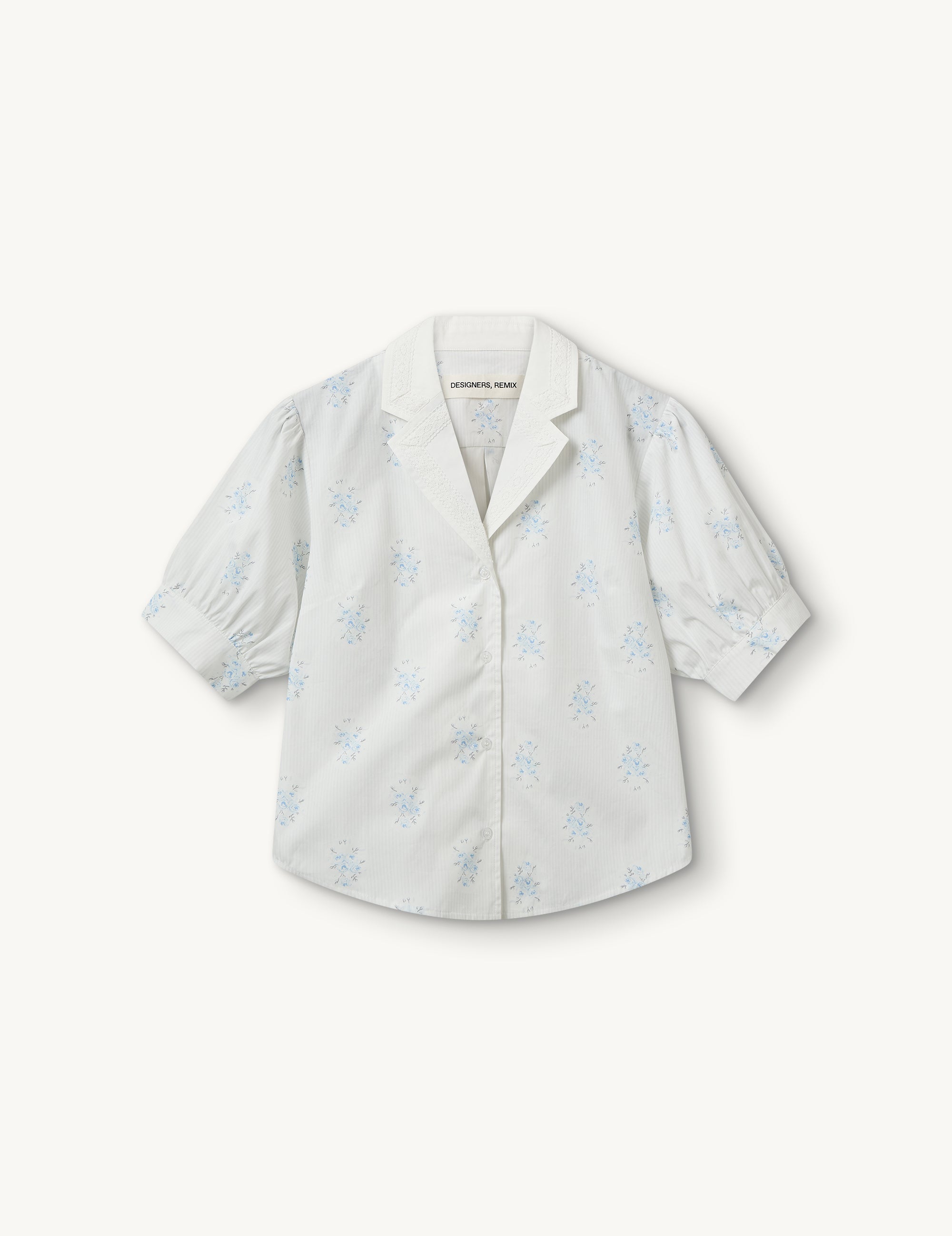 Flora Collar Shirt White/light blue floral print