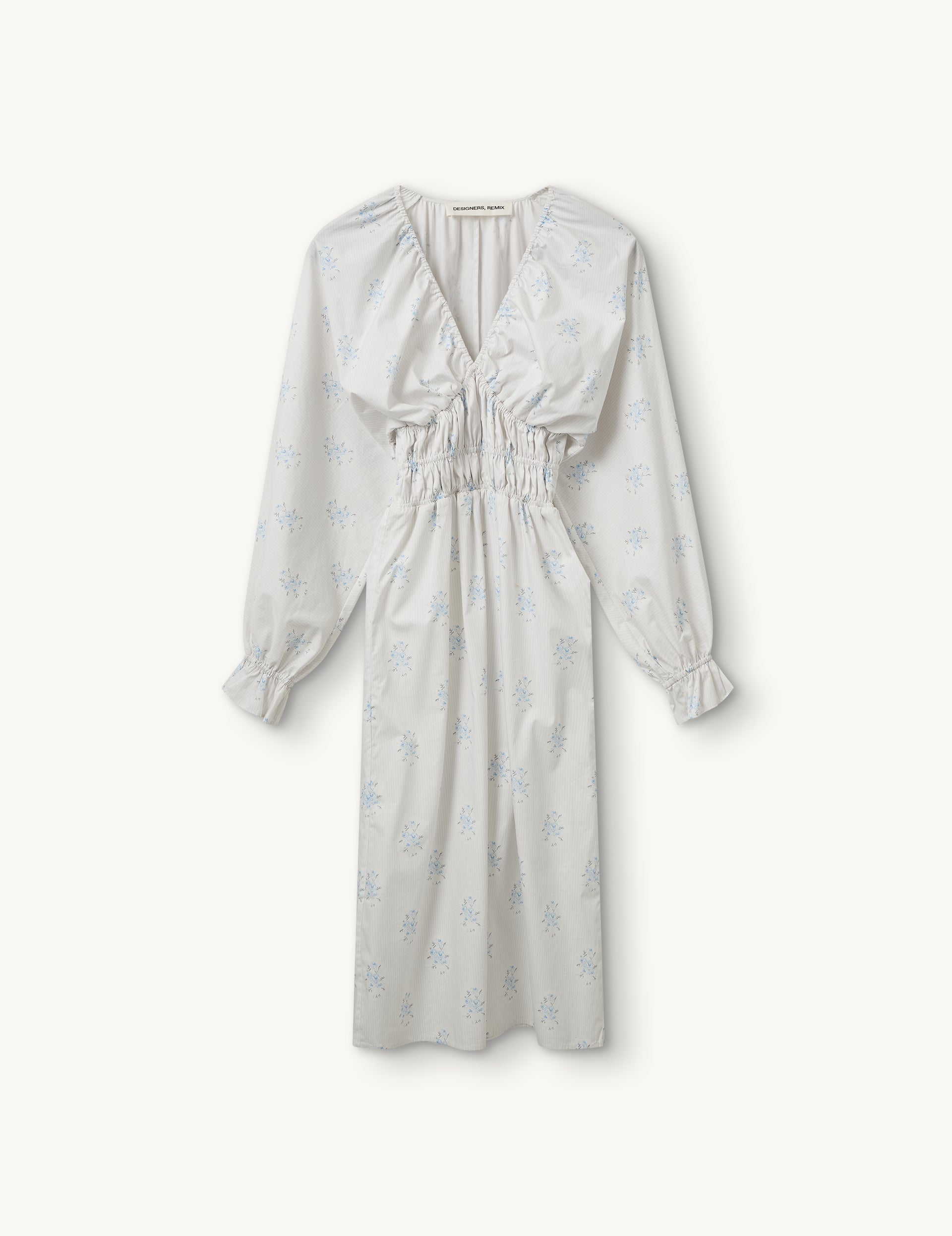Flora Sleeve Dress Cream/light blue floral print
