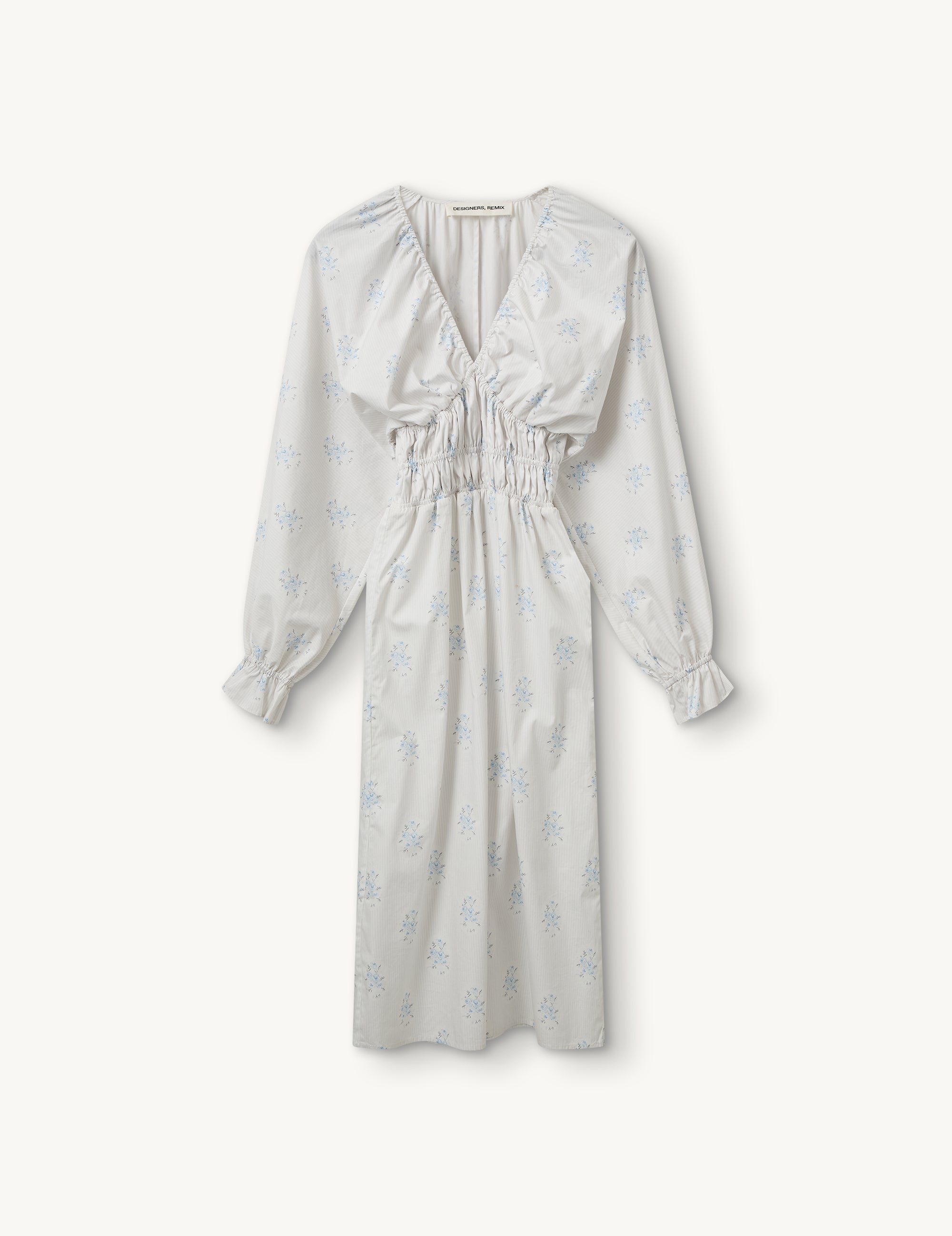 Flora Sleeve Dress Cream/light blue floral print