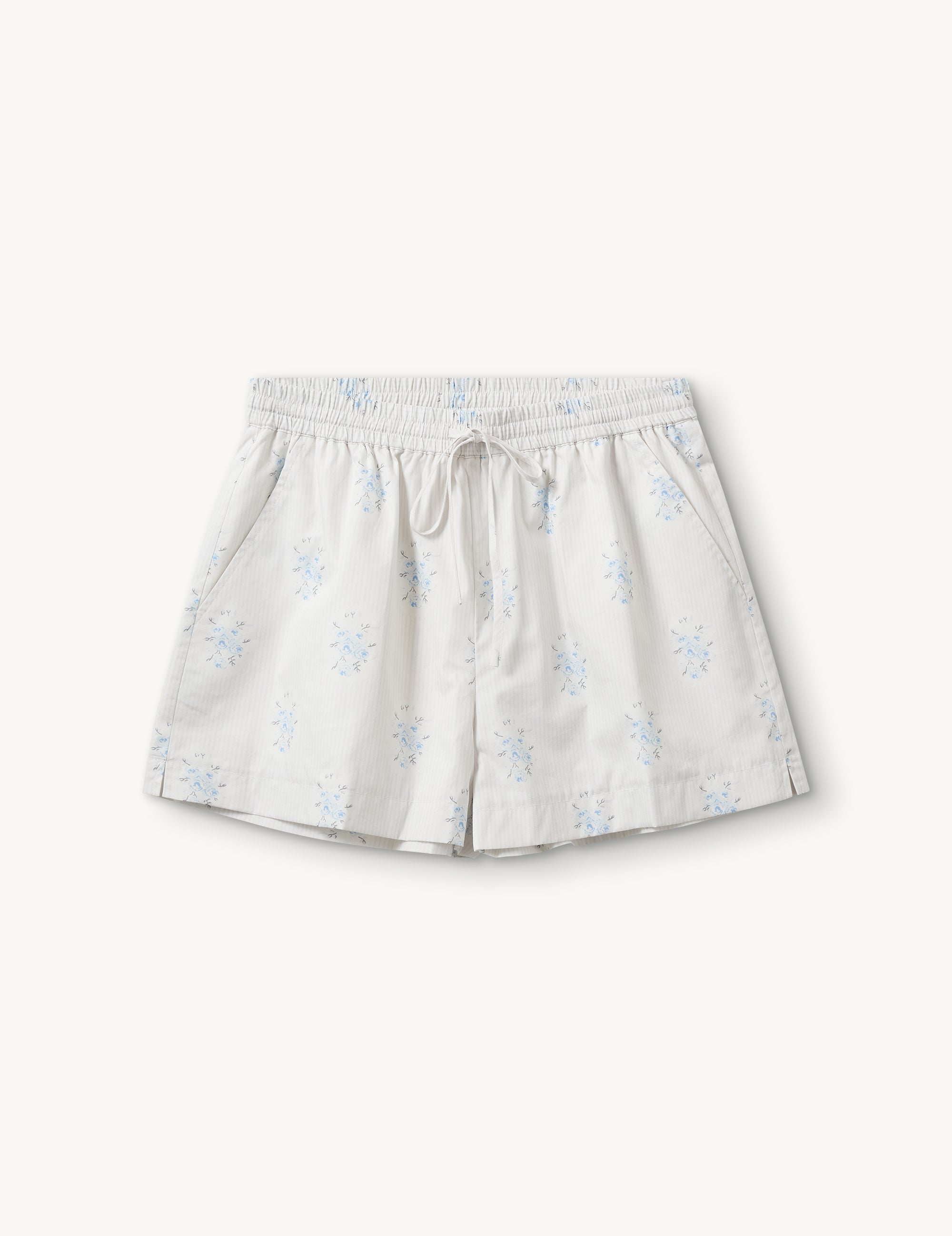 Flora Shorts White/light blue floral print