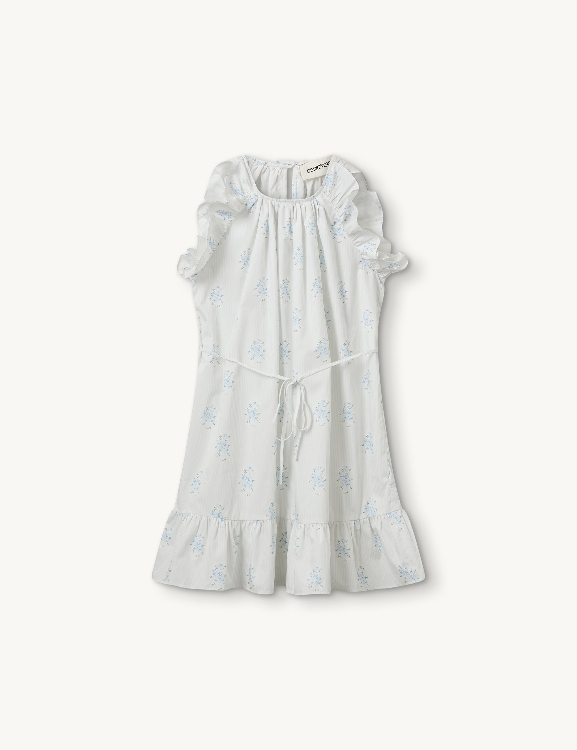Flora Short Dress White/light blue floral print