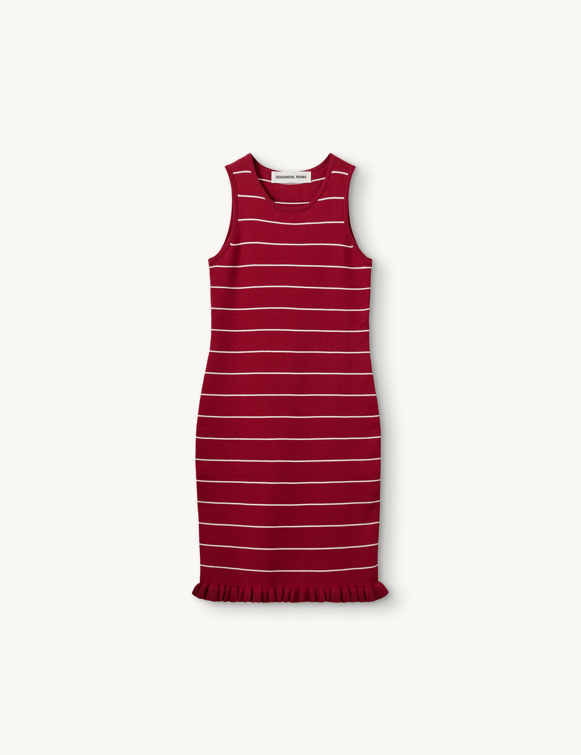 Taliana Rib Stripe Dress Red/cream stripe