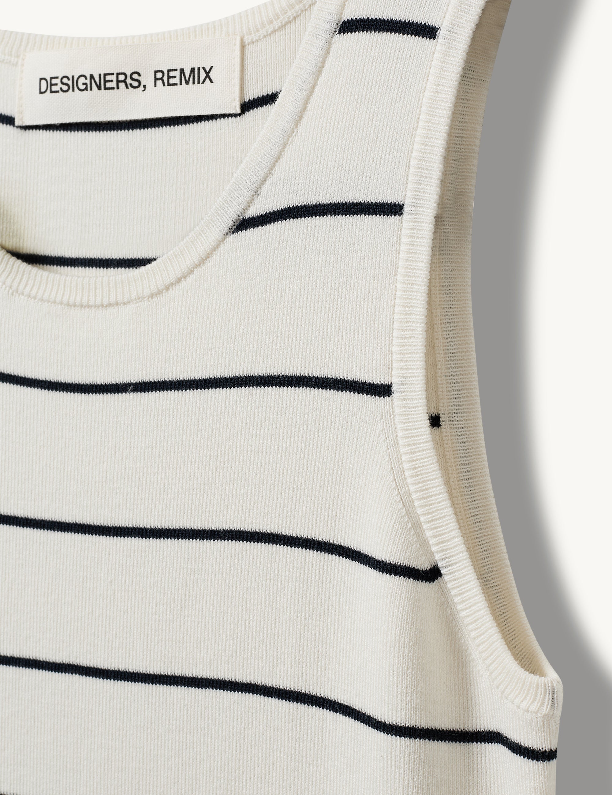 Taliana Rib Stripe Dress Cream/navy stripe