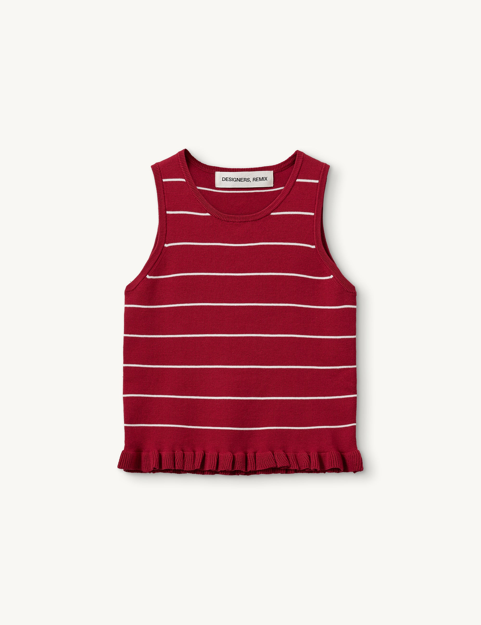 Taliana Rib Stripe Tank Red/cream stripe