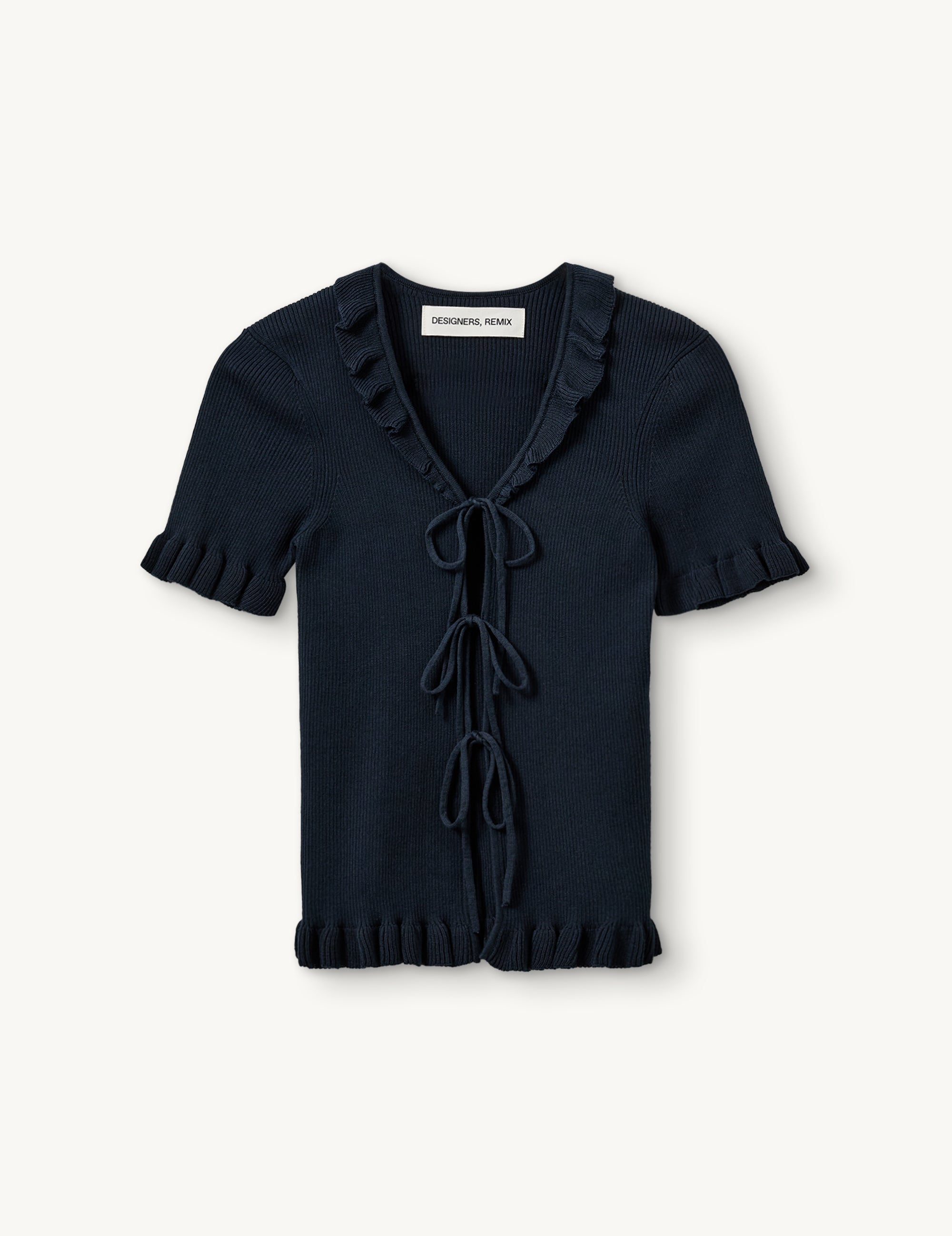 Taliana Rib Flare Tee Navy
