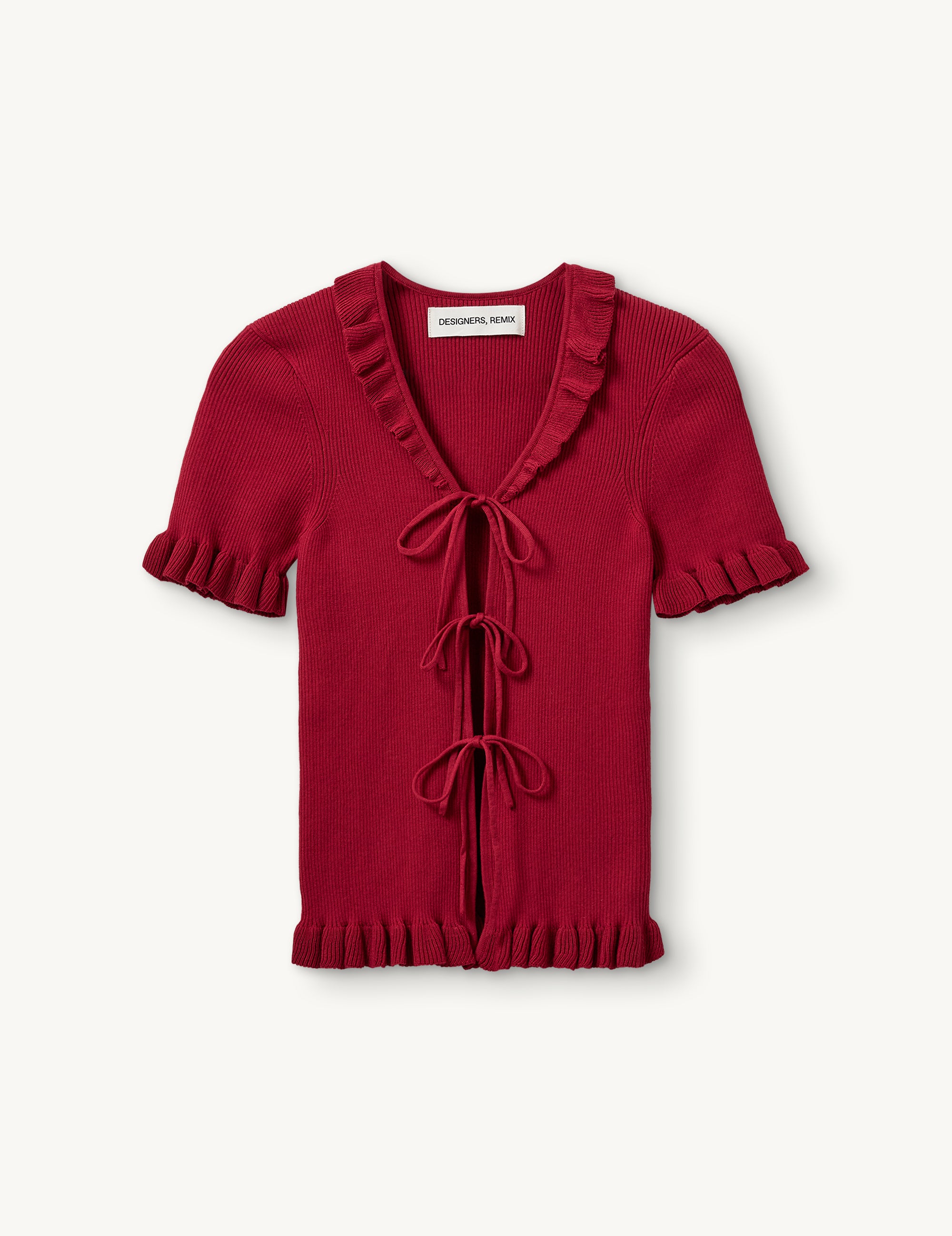 Taliana Rib Flare Tee Red