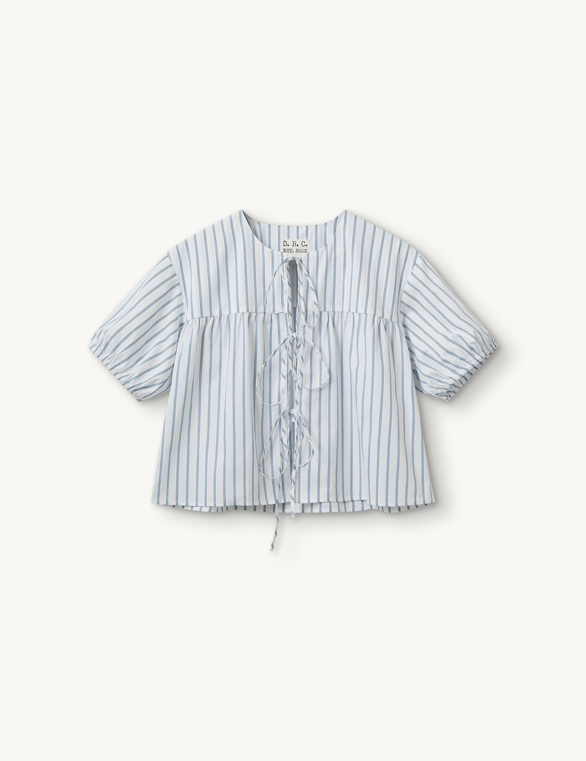 Mattia Puff Blouse White/blue stripe