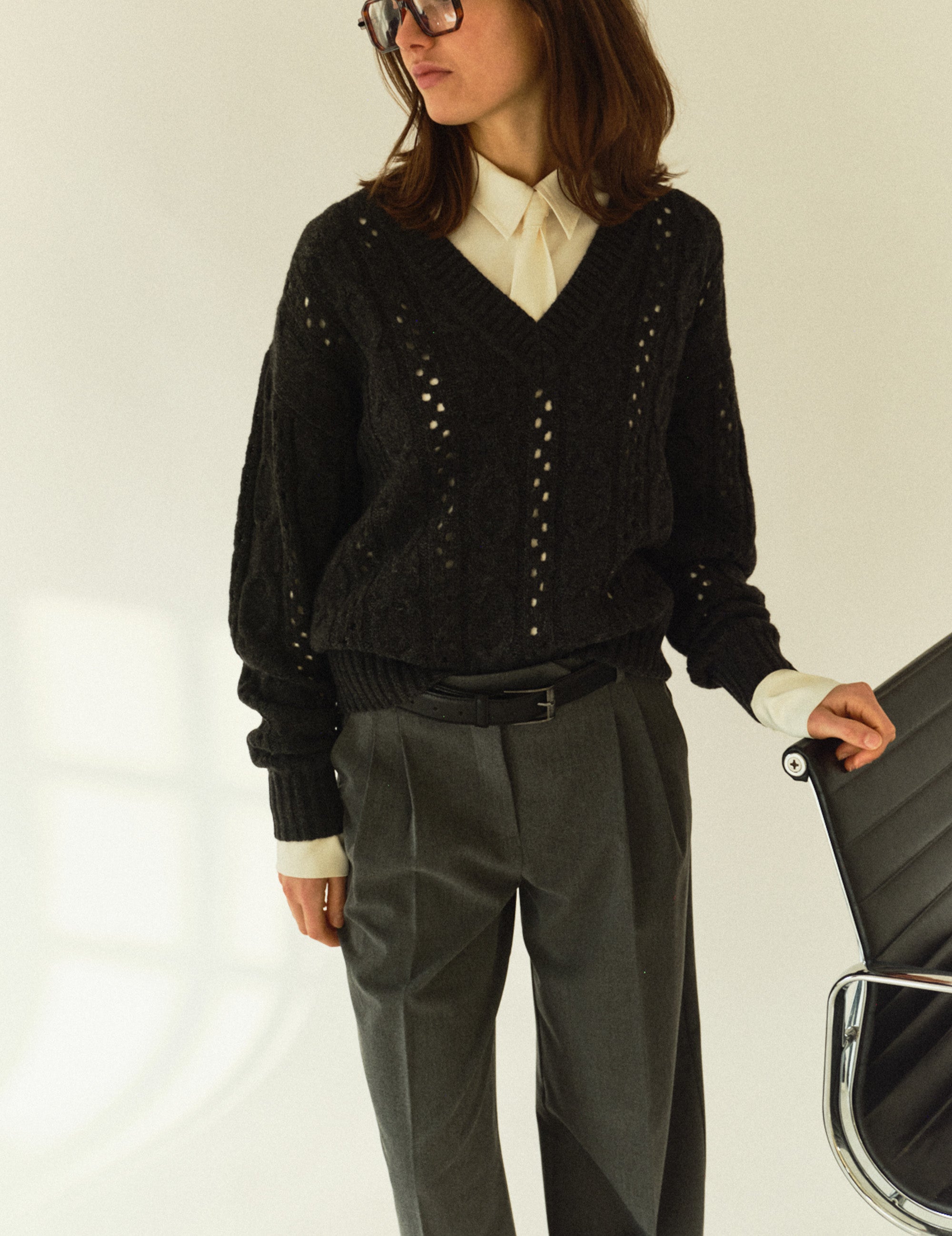 Scott Wide Pants Grey Melange