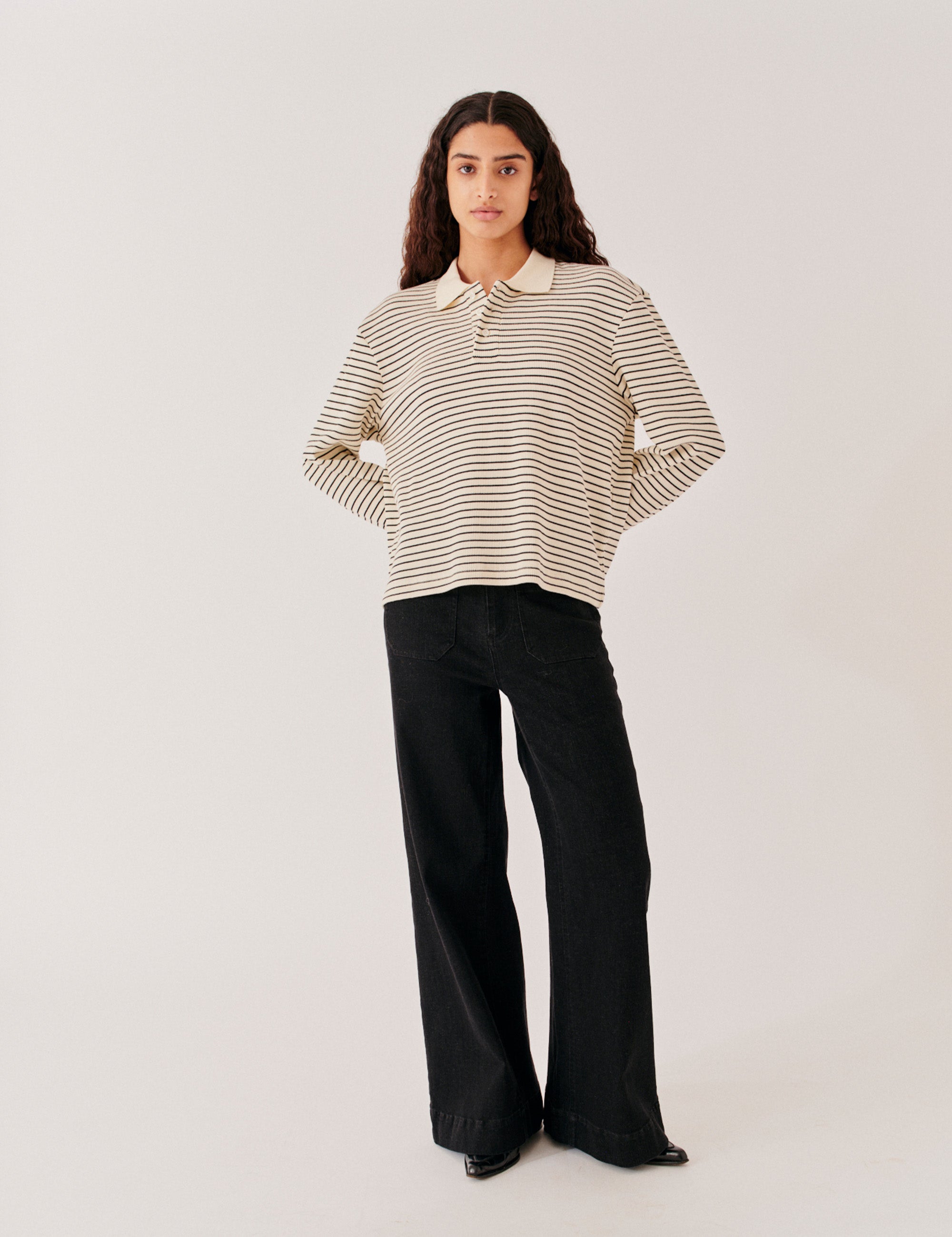 Emma Polo Cream/Black Stripes