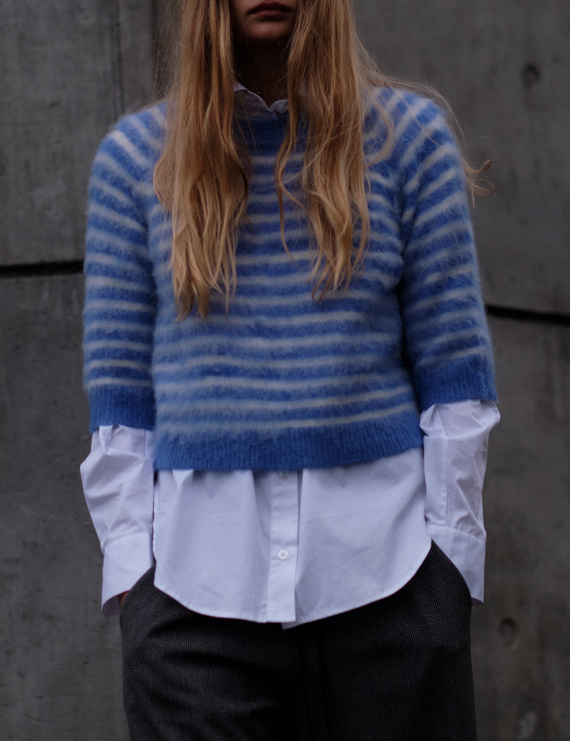 Verona Brushed Tee Blue/Cream Stripes