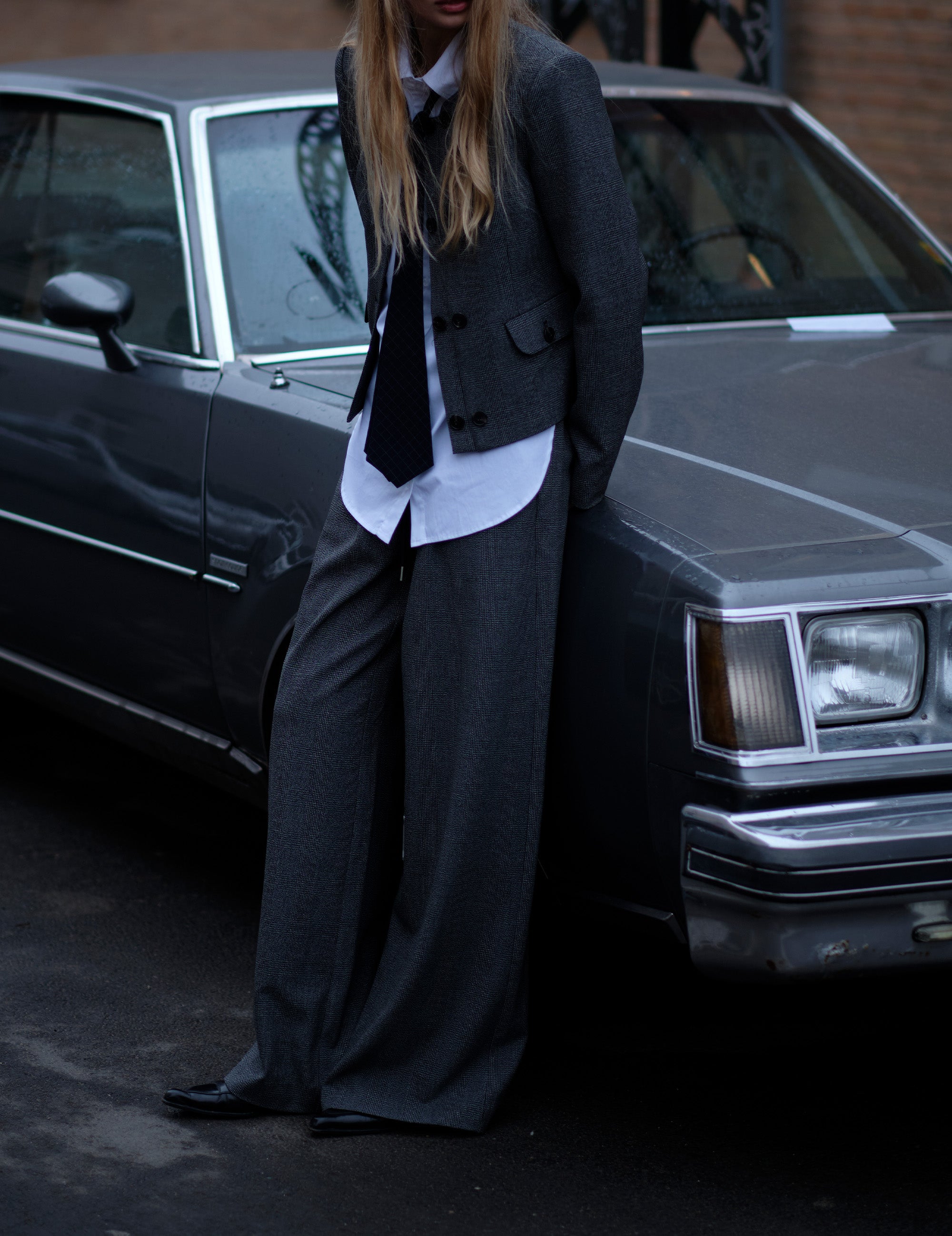 Cooper Wide Pants Greyscale Check