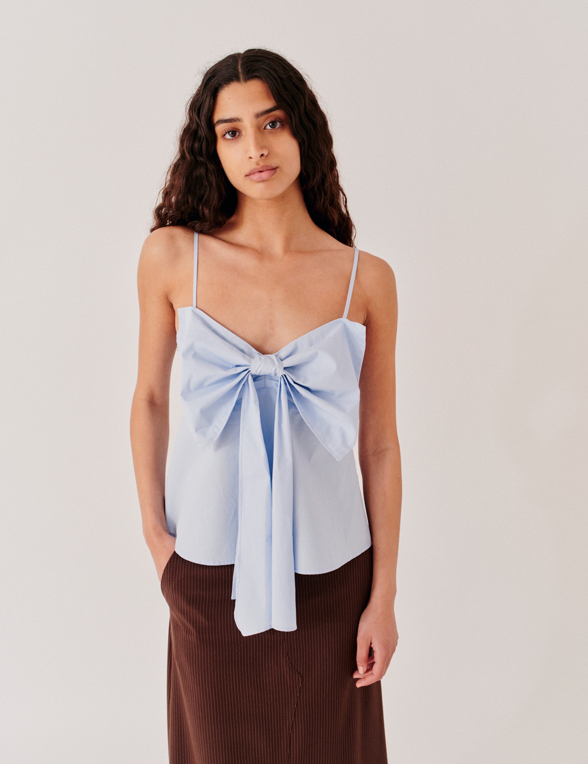 Claire Bow Front Top Light Blue