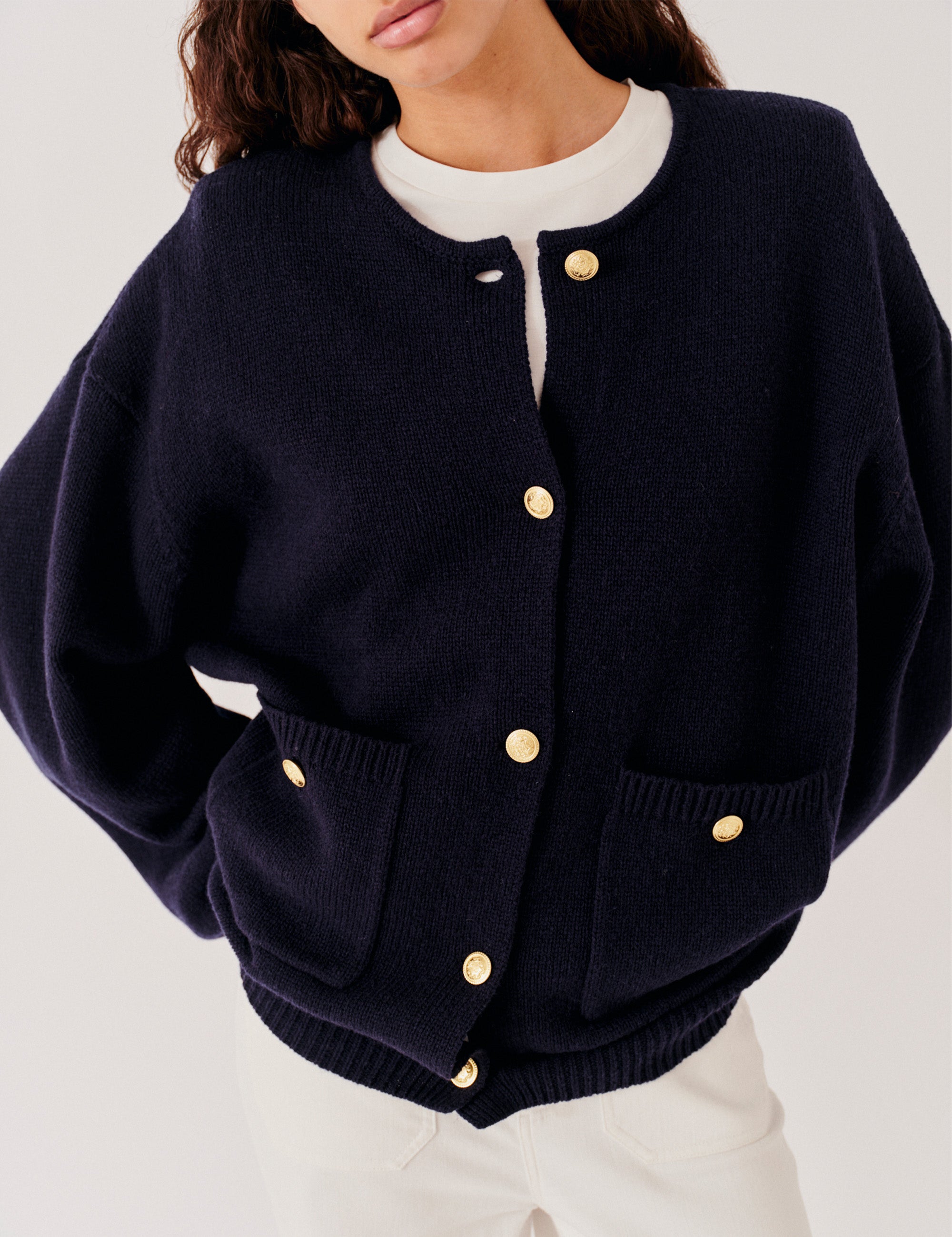 Carmen Button Bomber Midnight Blue