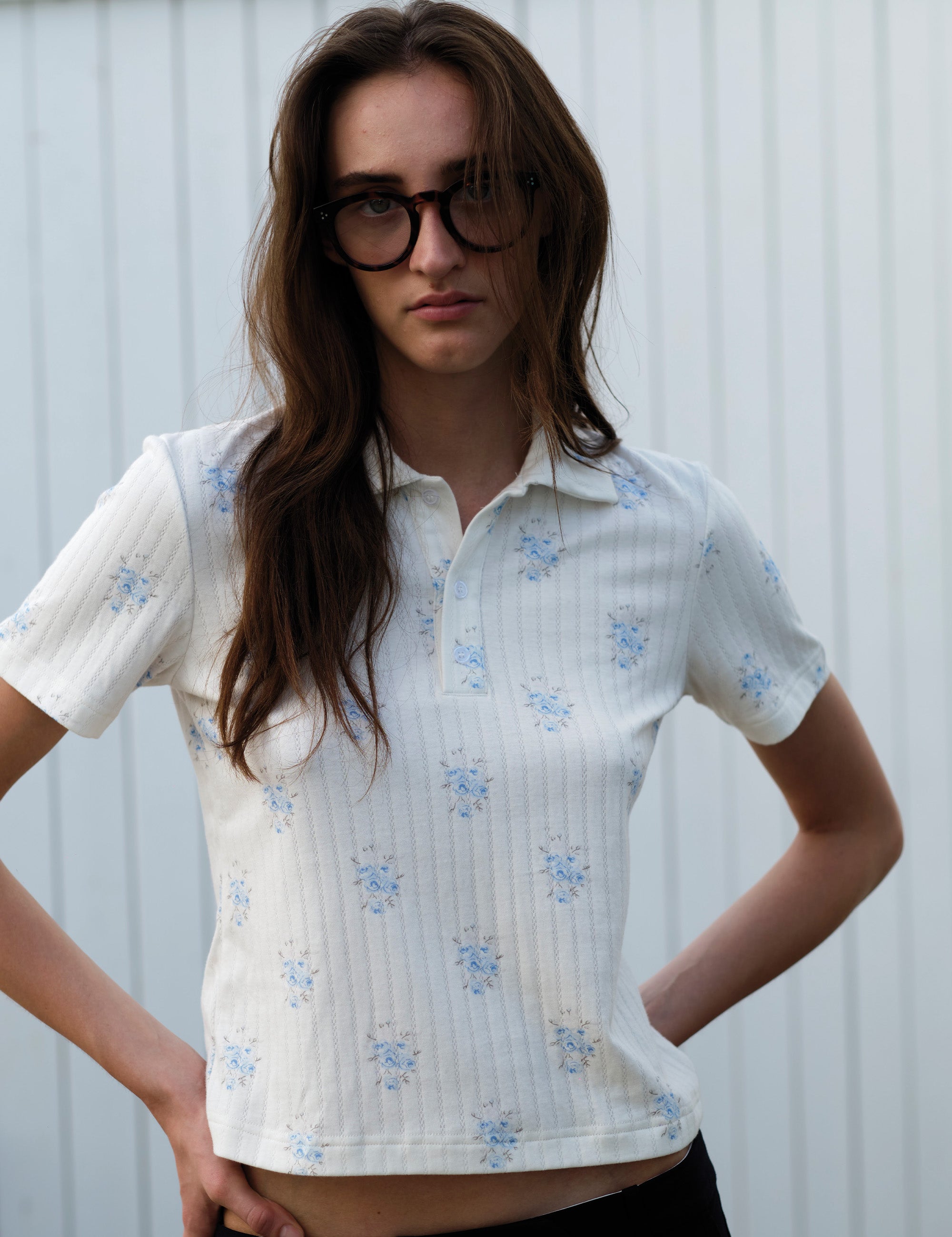 Jianna Polo White/light blue floral print