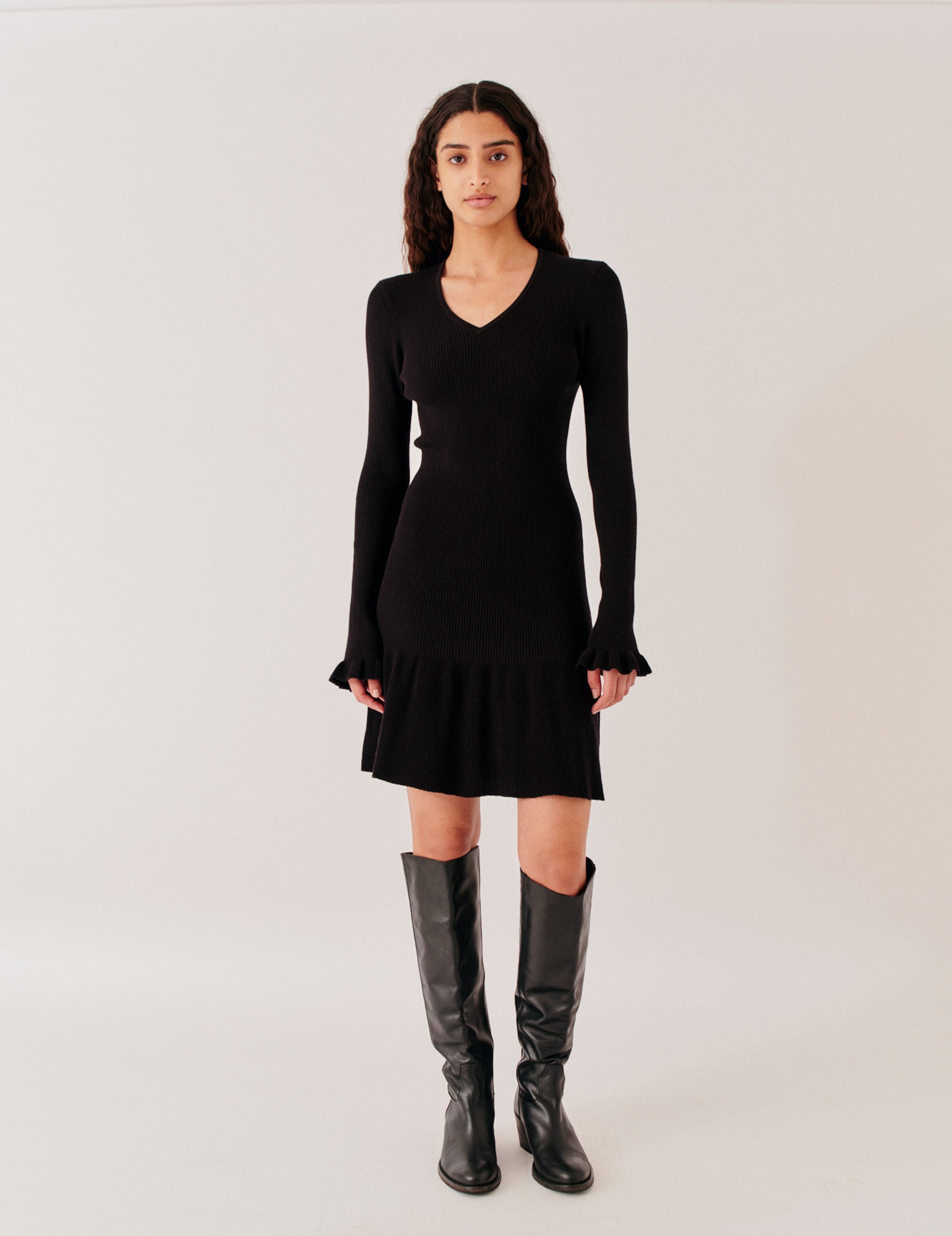Taliana Rib Short Dress Black