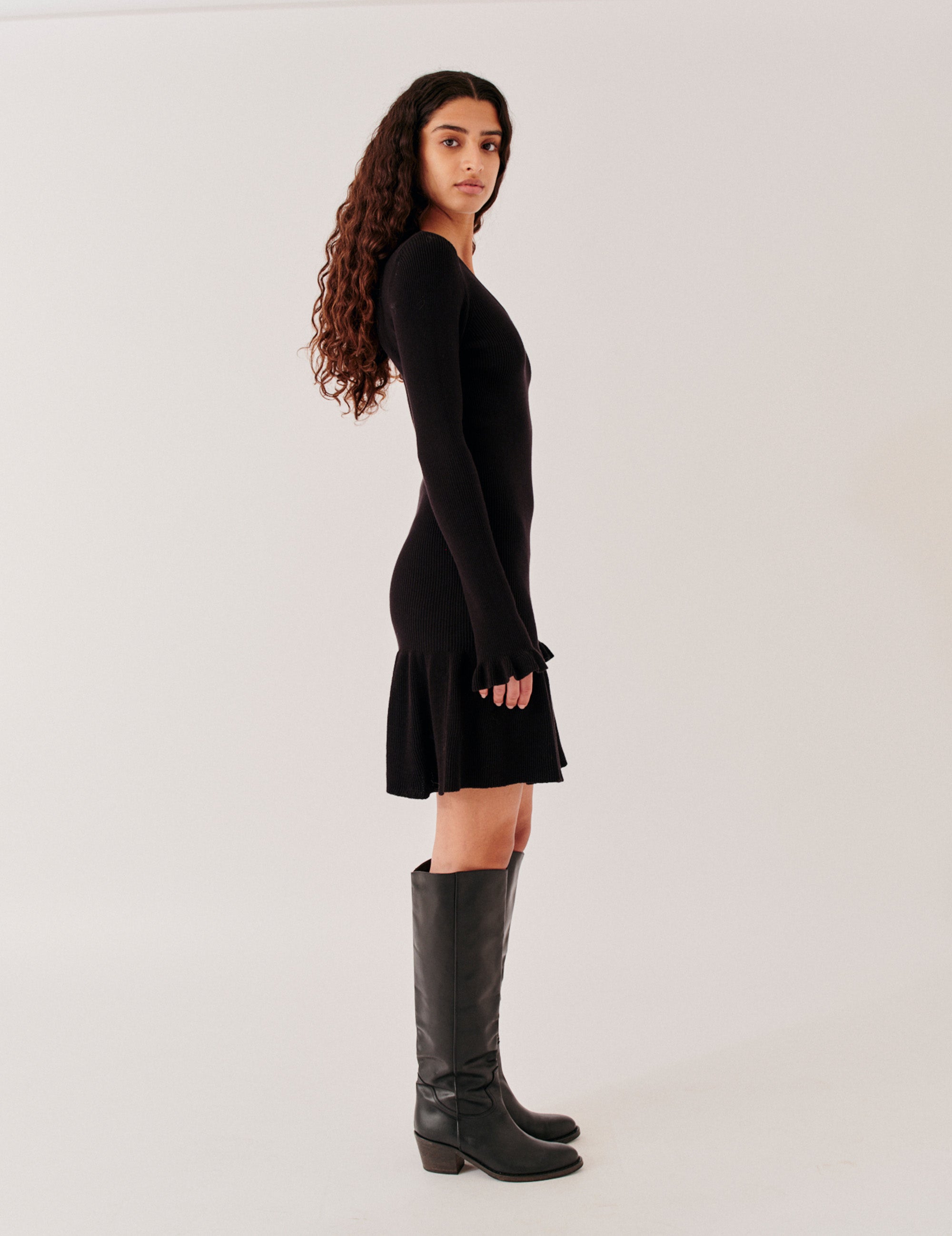 Taliana Rib Short Dress Black