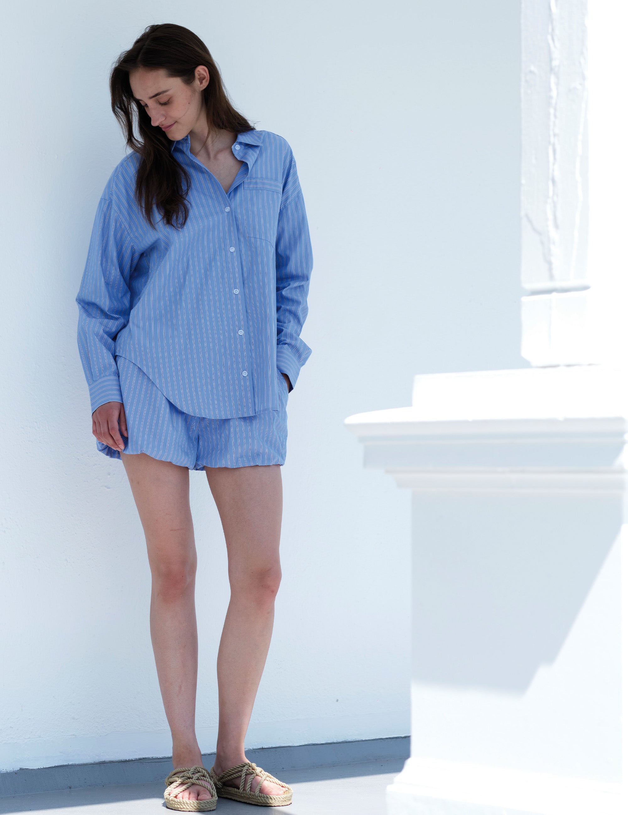 Mattia Oversized Shirt Blue/grey stripe