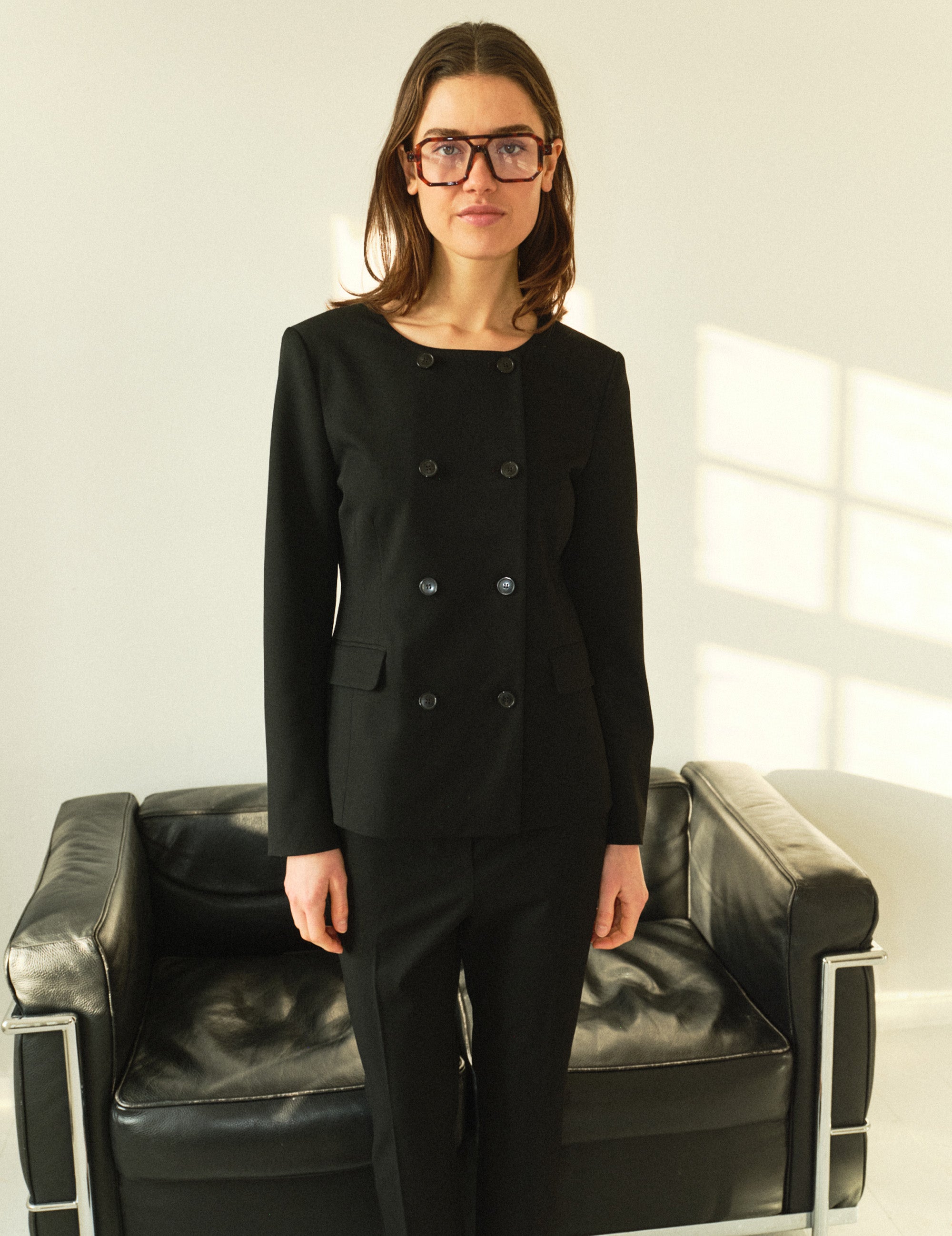 Scott Collarless Blazer Black