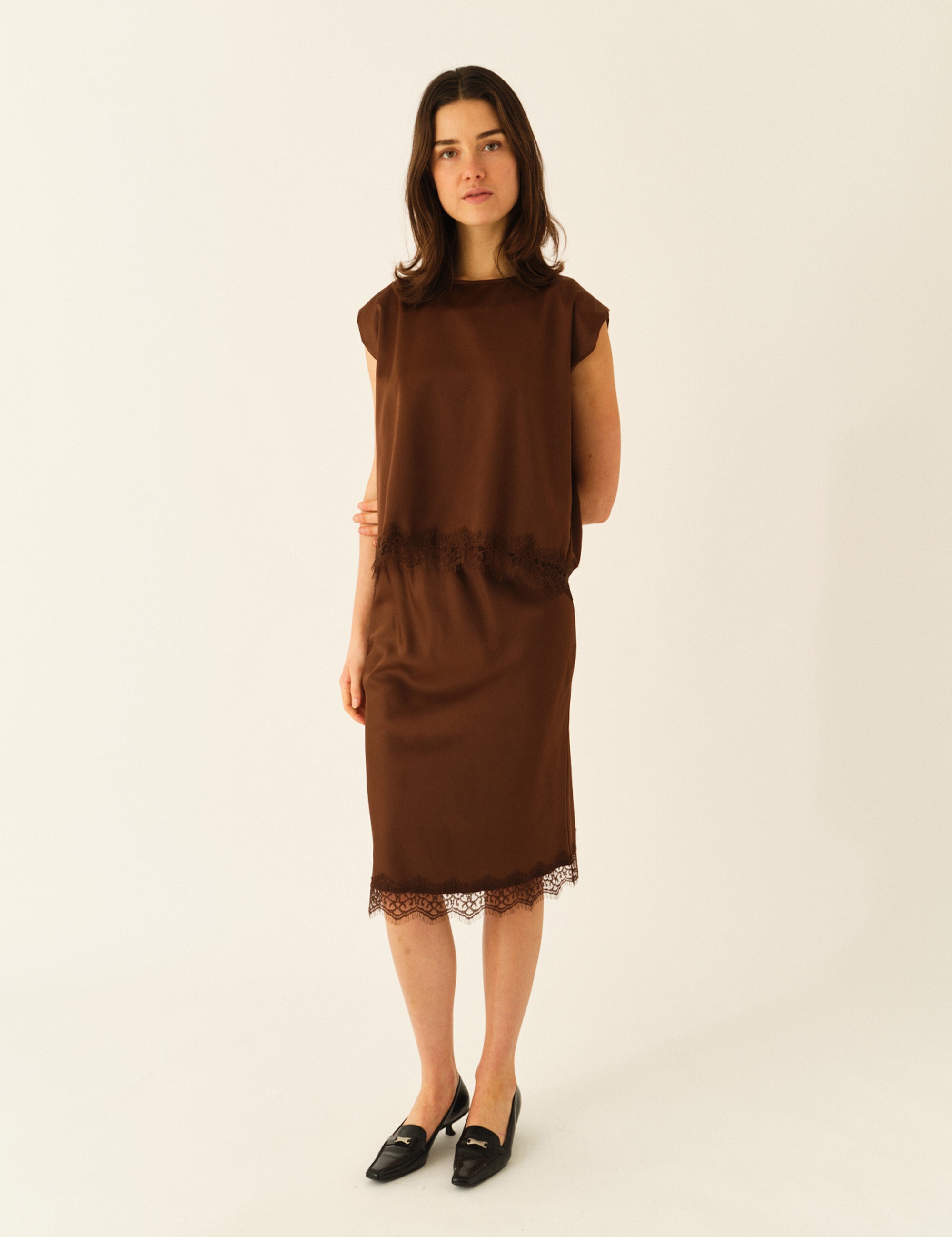 Sandy Slip Skirt Chocolate