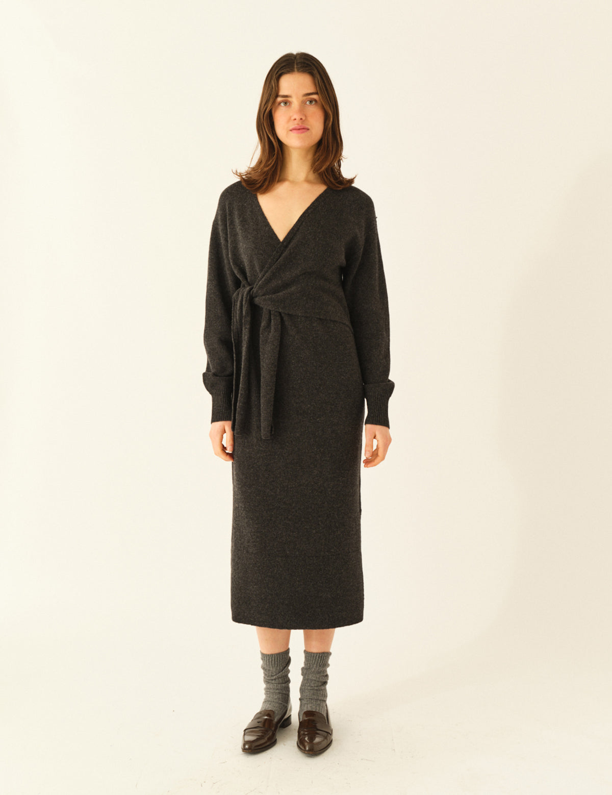 Daze Wrap Dress Dark Grey Melange