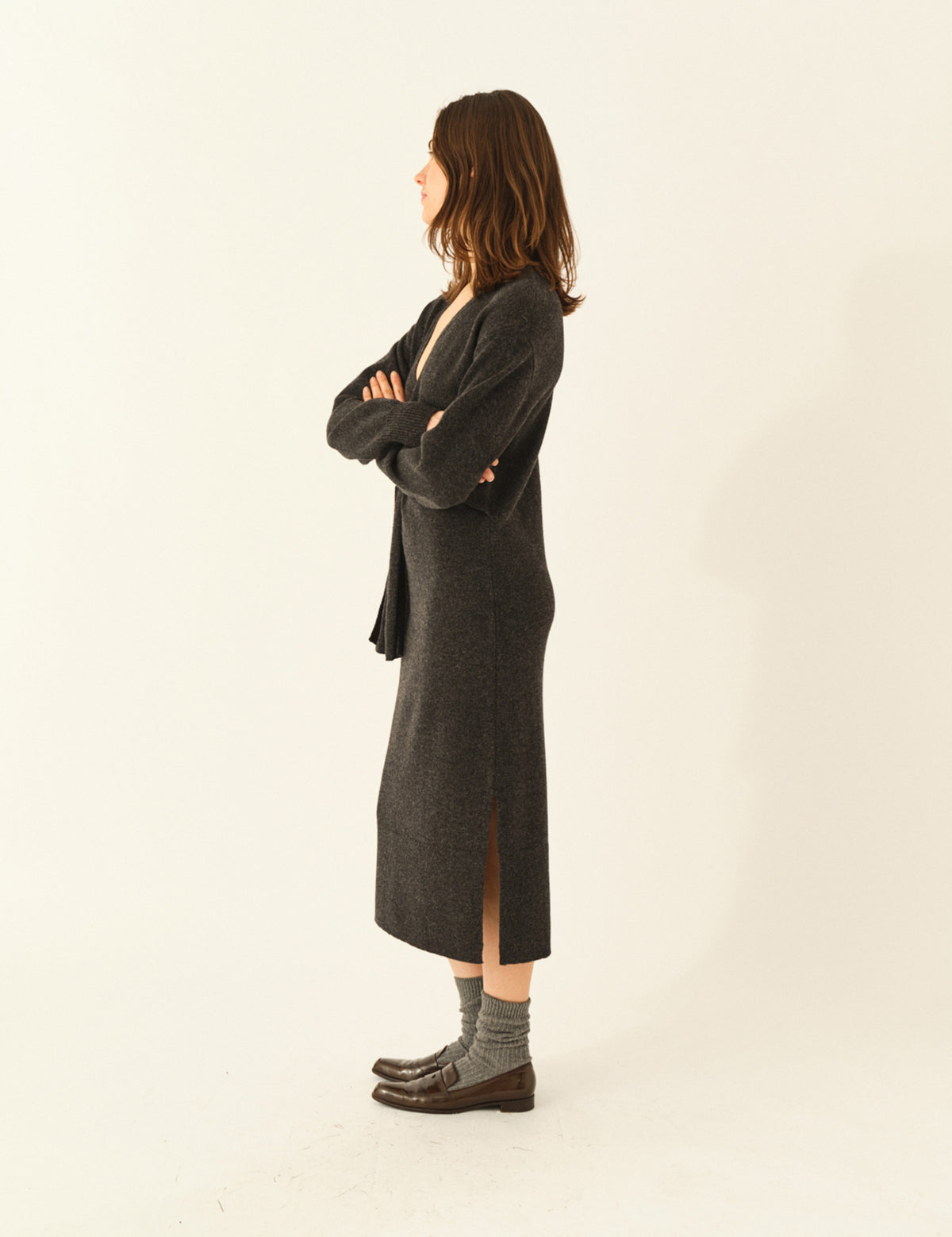 Daze Wrap Dress Dark Grey Melange