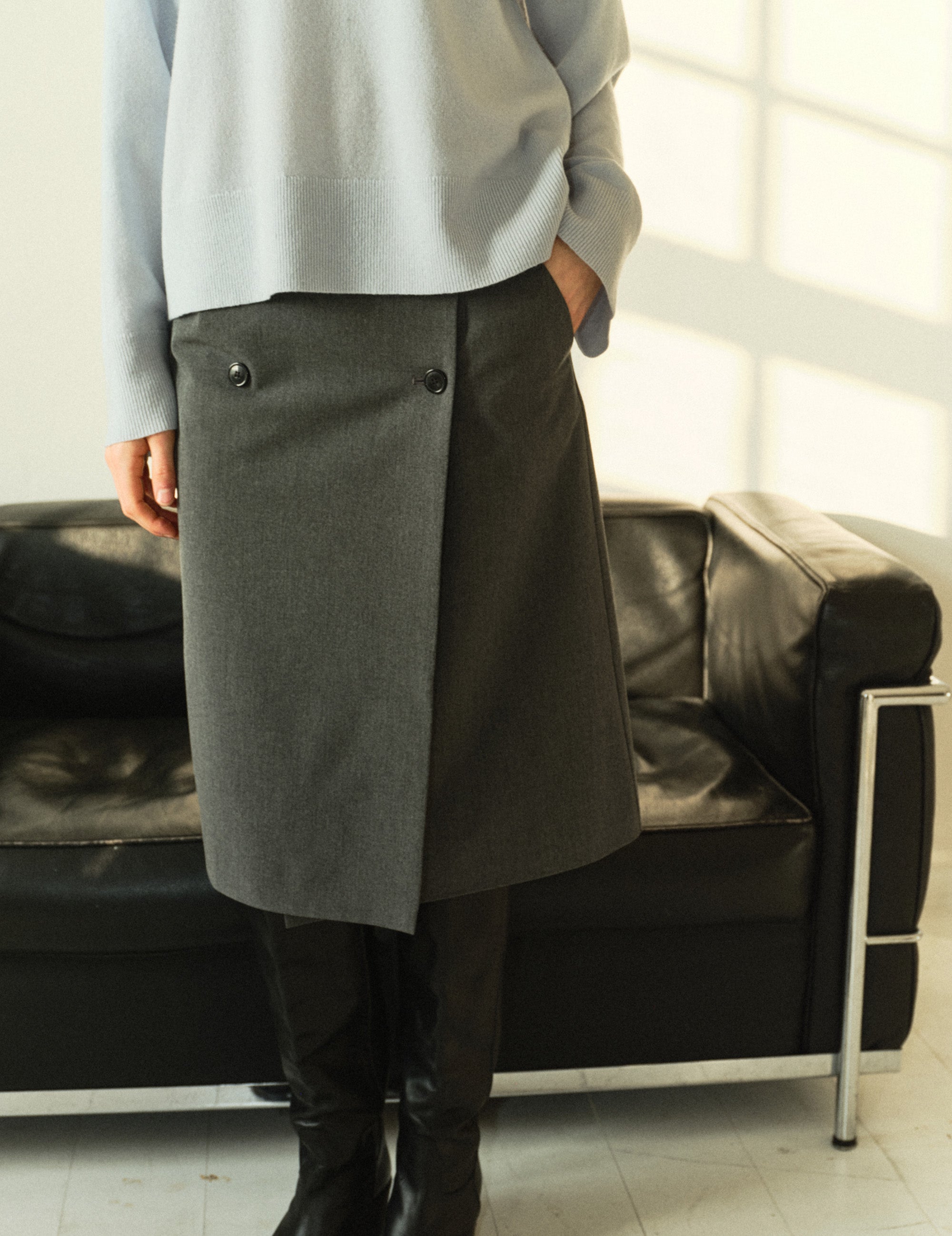 Scott Pencil Skirt Grey Melange