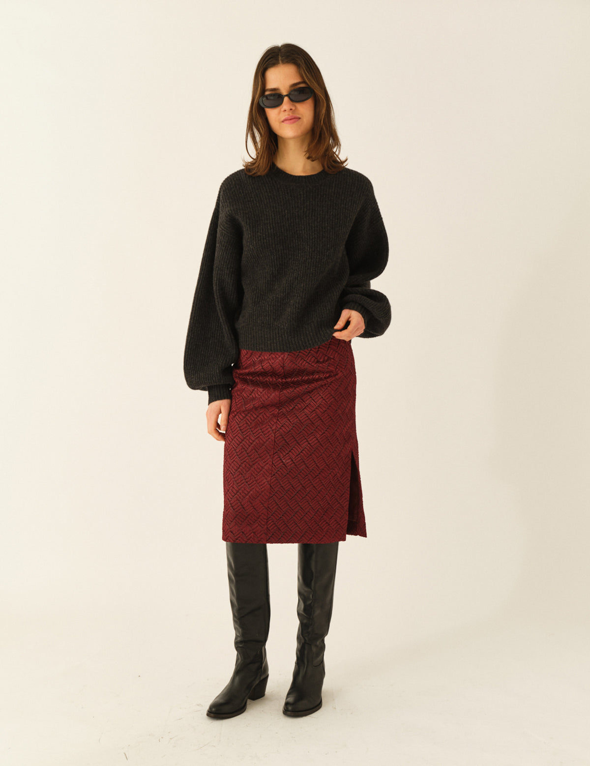 Daze Balloon Sweater Dark Grey Melange