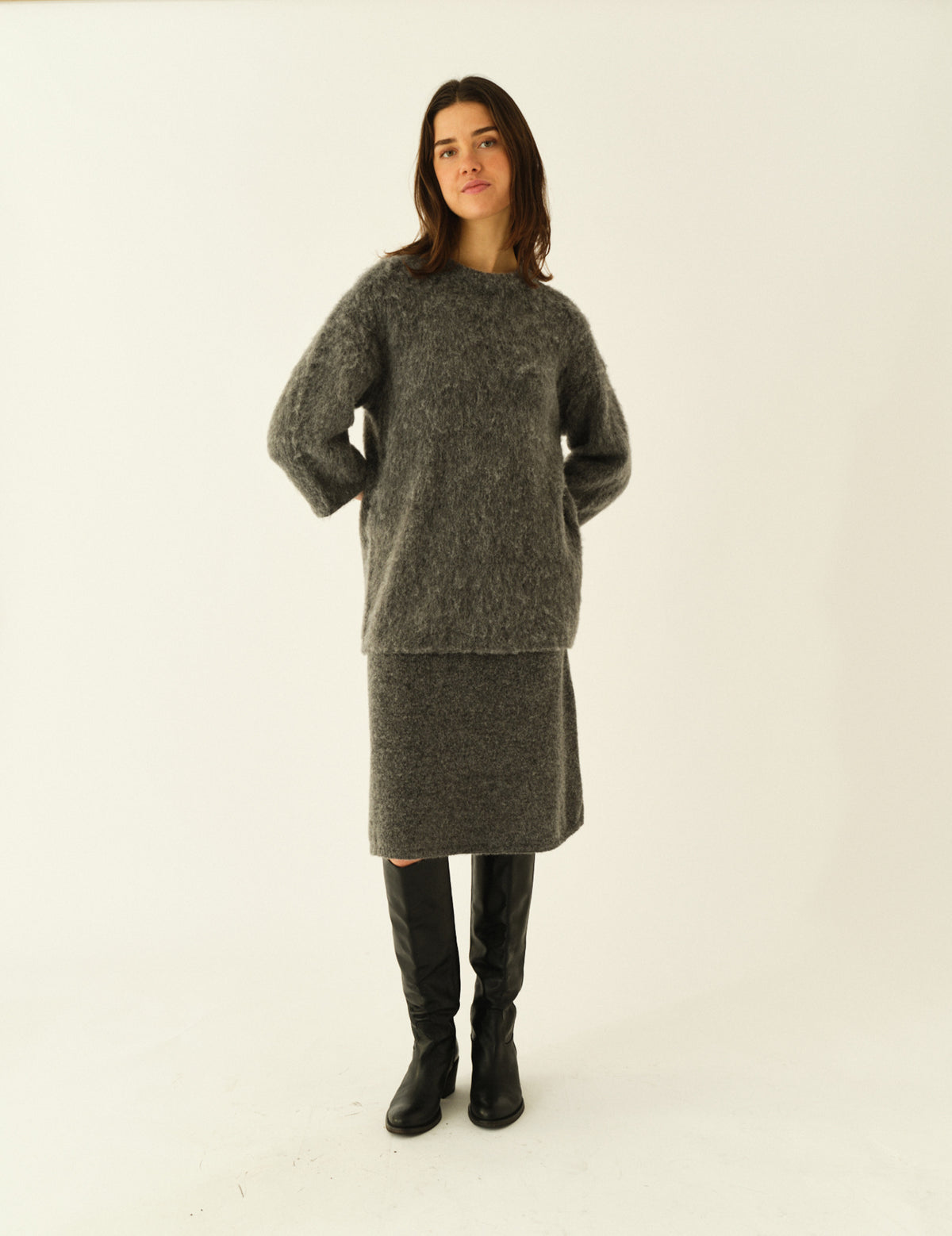 Eloise Midi Skirt Salt and pepper