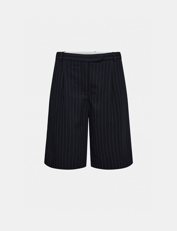 Steven Pleat Shorts Navy White Pinstripe 34 / Navy White Pinstripe