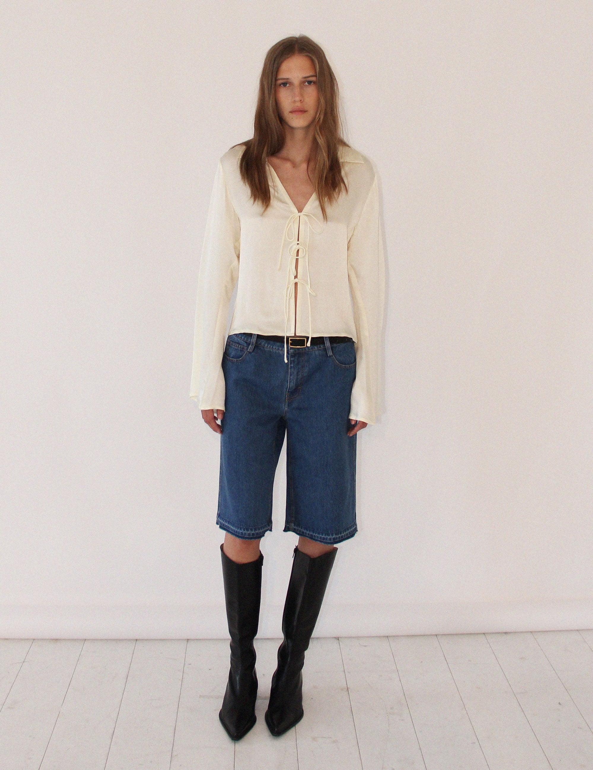 Lucille Tie Blouse Ivory 34 / Ivory