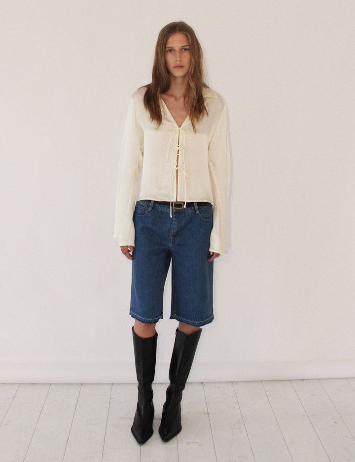Lucille Tie Blouse Ivory 34 / Ivory