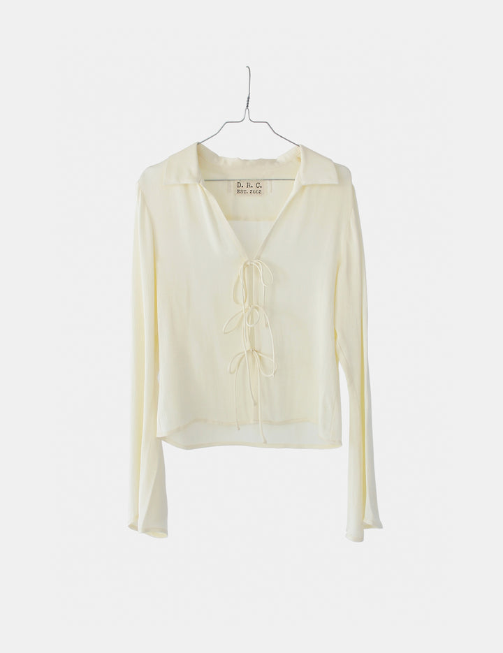 Lucille Tie Blouse Ivory 34 / Ivory