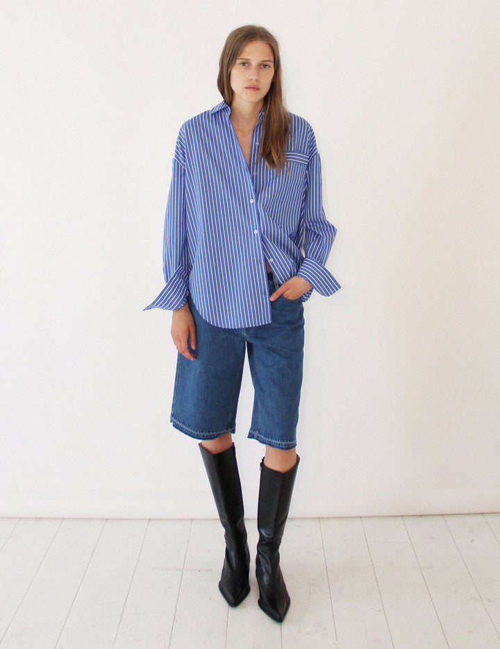 Arthur Oversized Shirt Blue Stripes Mix 34 / Blue White Stripes Mix