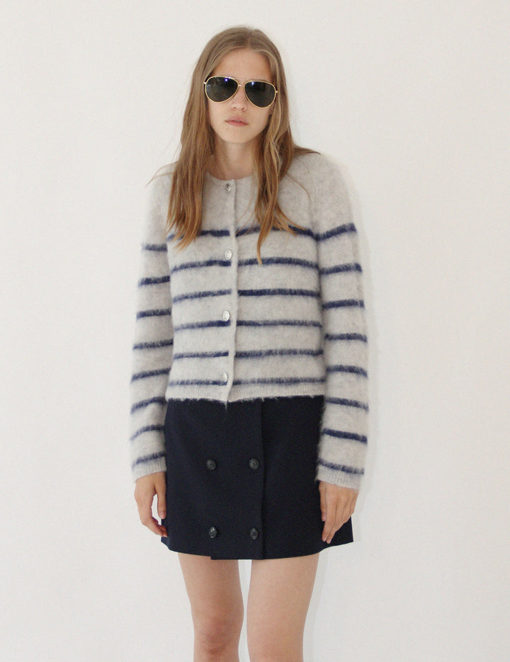 Verona Brushed Jacket Grey Navy Stripes XS / Grey Navy Stripes