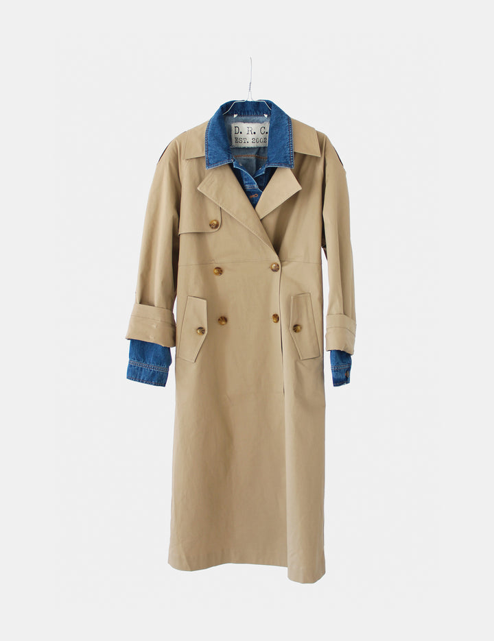 Dylan Mix Trench Sand Blue Denim 34 / Sand Blue Denim