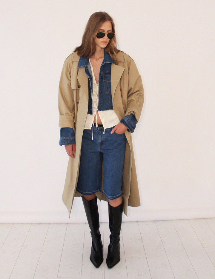 Dylan Mix Trench Sand Blue Denim 34 / Sand Blue Denim