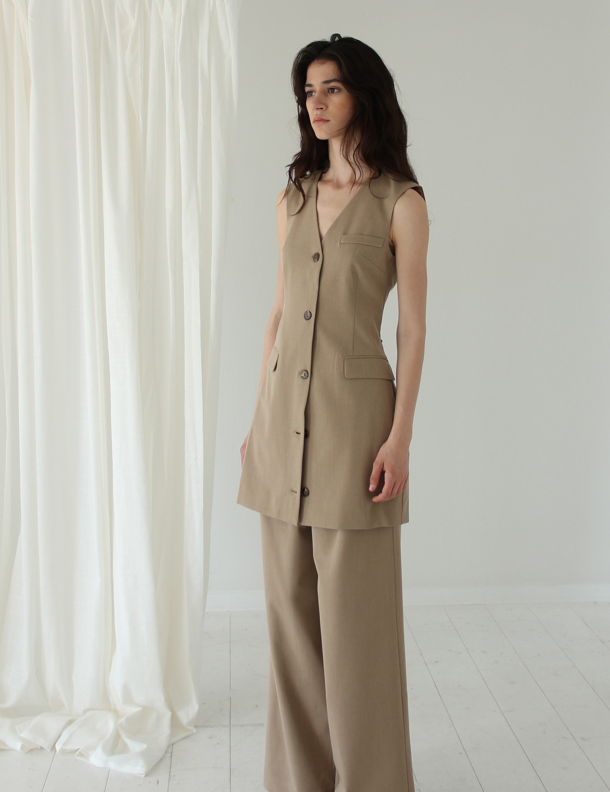 Scott Blazer Vest Dress Sand 34 / Sand