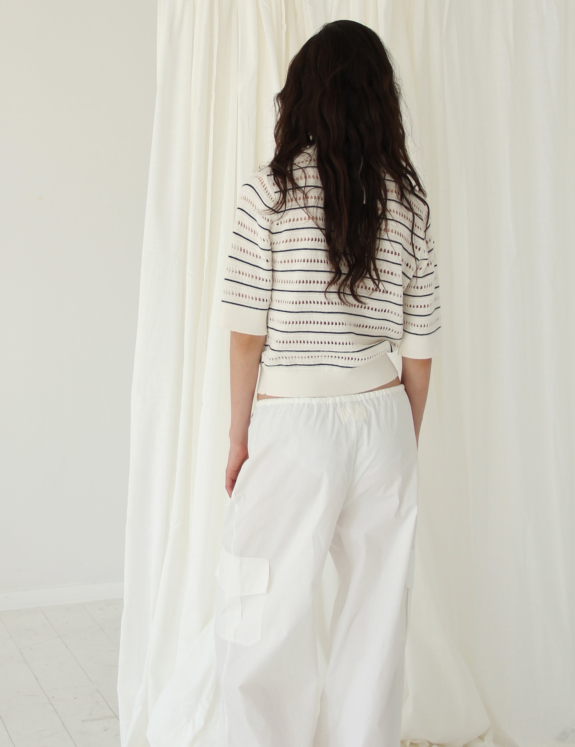 Taliana Stripe Polo Tee Cream Black Stripes XS / Cream Black Stripes