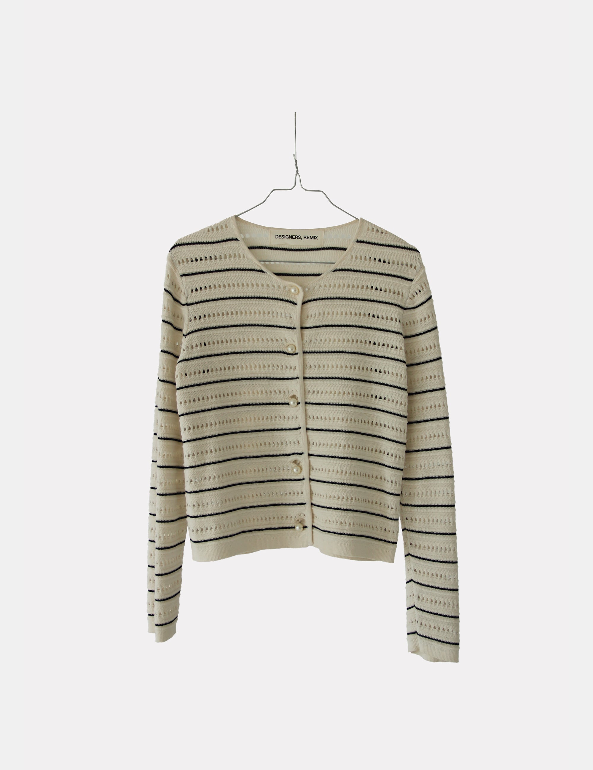 Taliana Stripe Cardi Cream Black Stripes XS / Cream Black Stripes