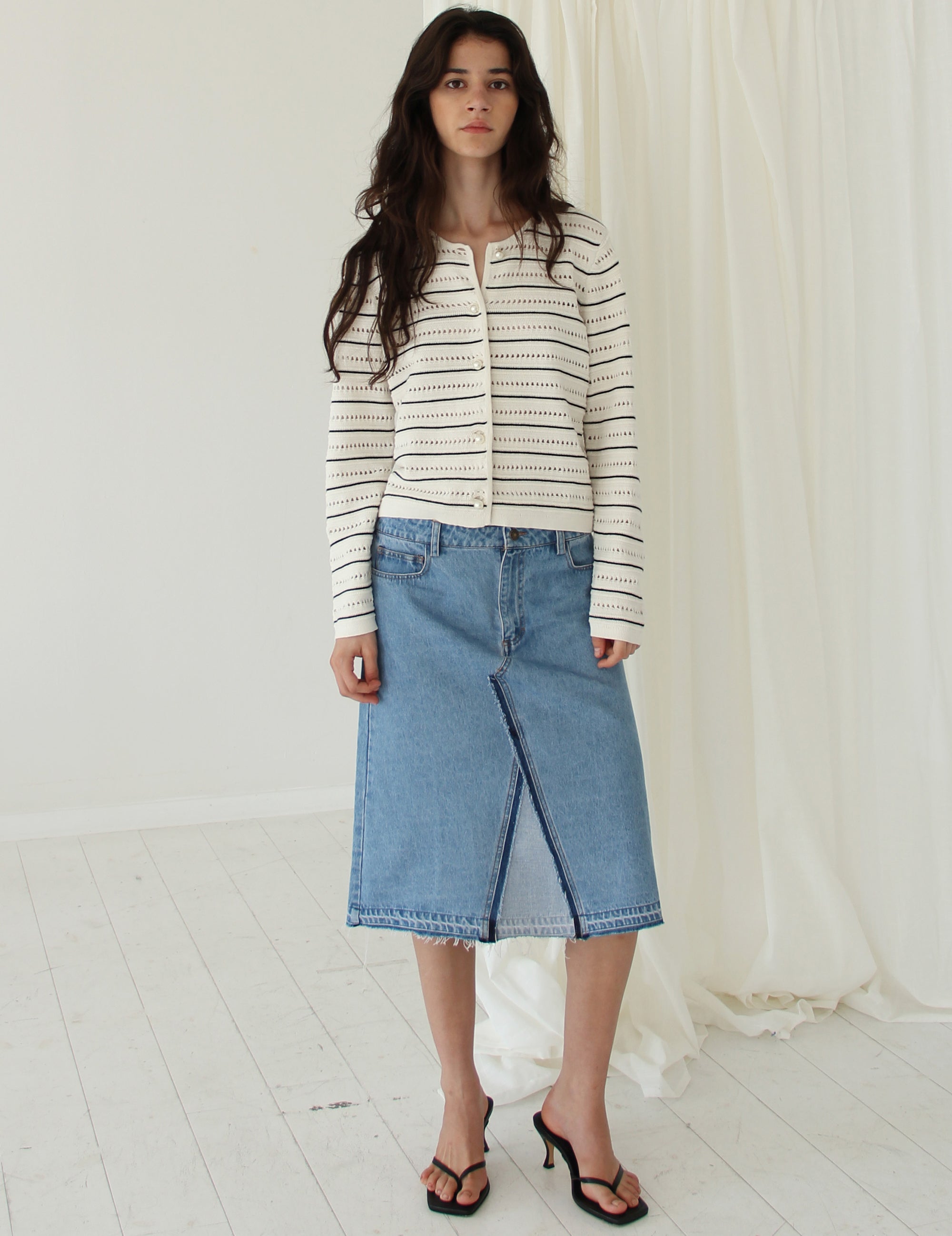 Taliana Stripe Cardi Cream Black Stripes XS / Cream Black Stripes