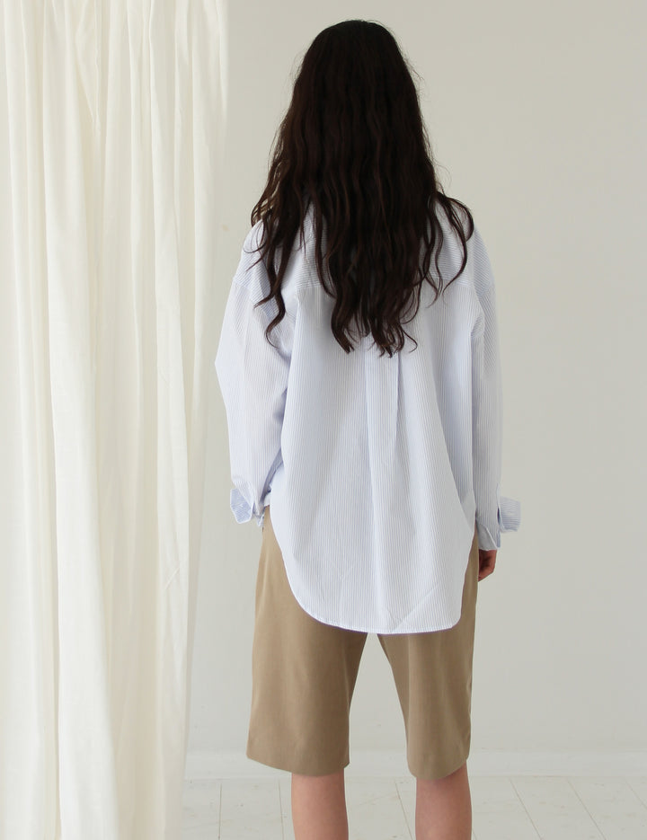 Daisy Asymmetric Shirt Blue Stripes 34 / White Blue Stripes