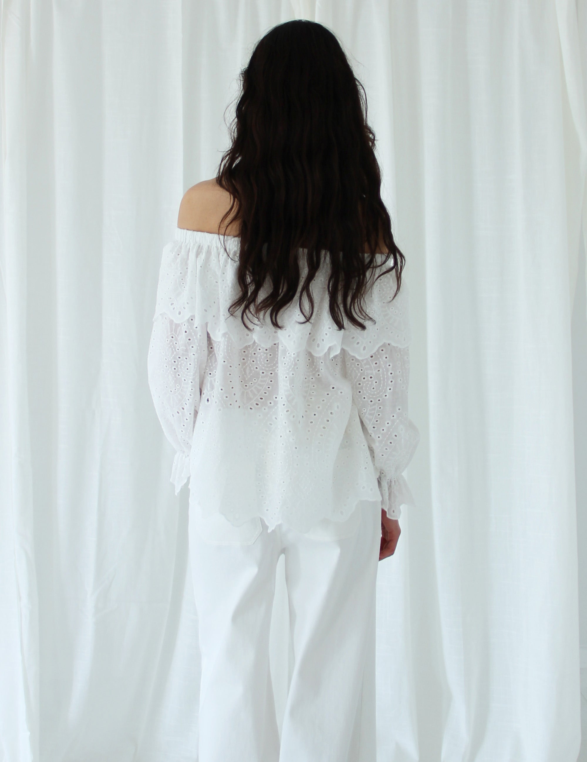 Luna Off-Shoulder Blouse Cream 34 / Cream