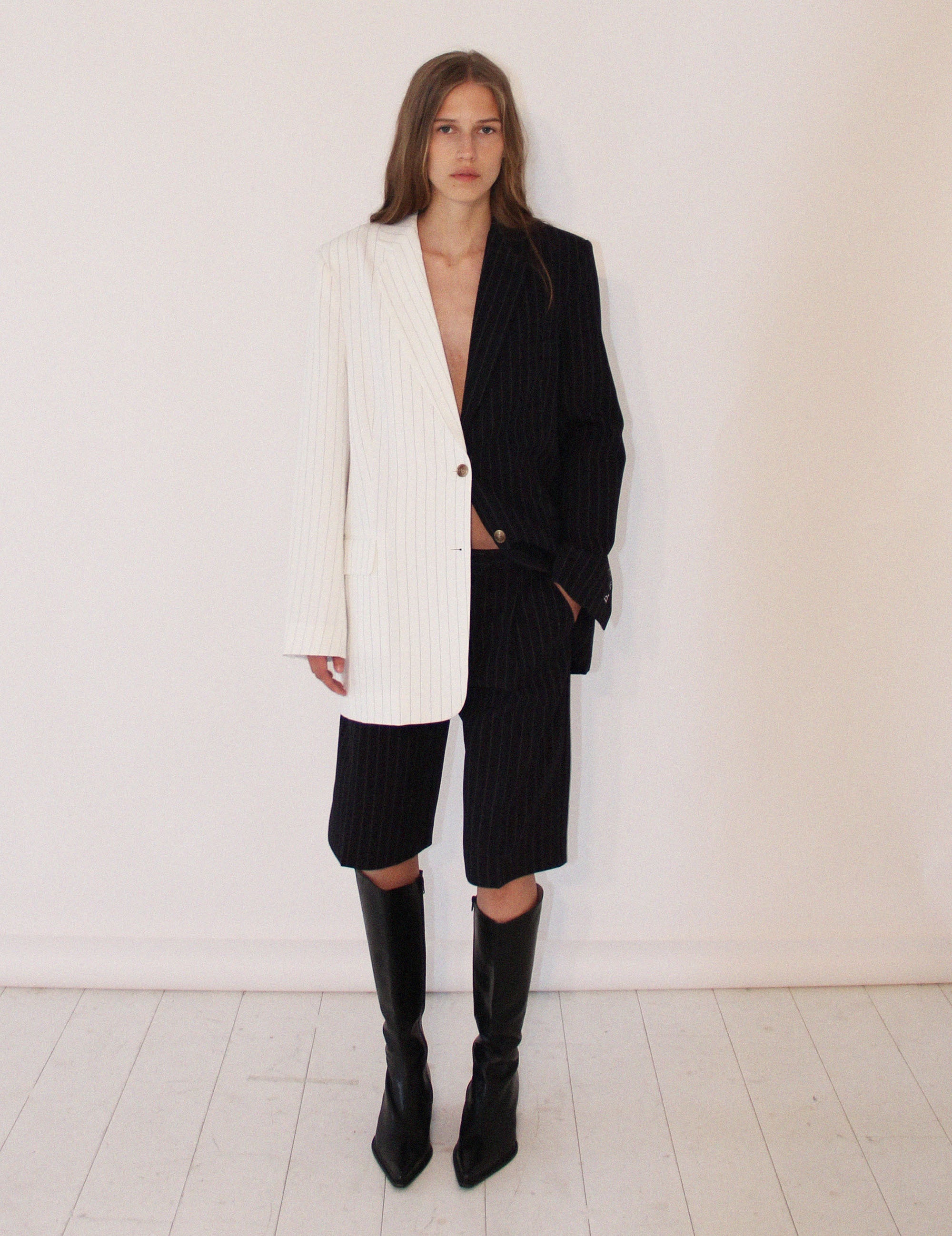Steven Mix Blazer Cream Navy Mix S/M / Cream Navy Pinstripe Mix