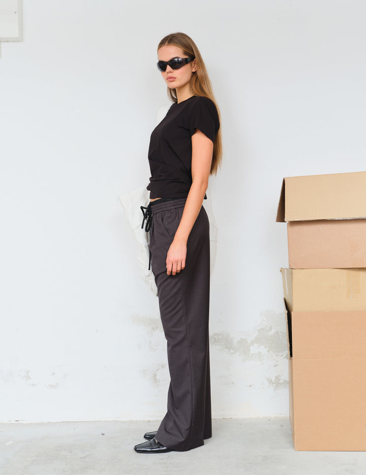 Steven Drawstring Contrast Pants Dark Grey Melange 34 / Dark Grey Melange