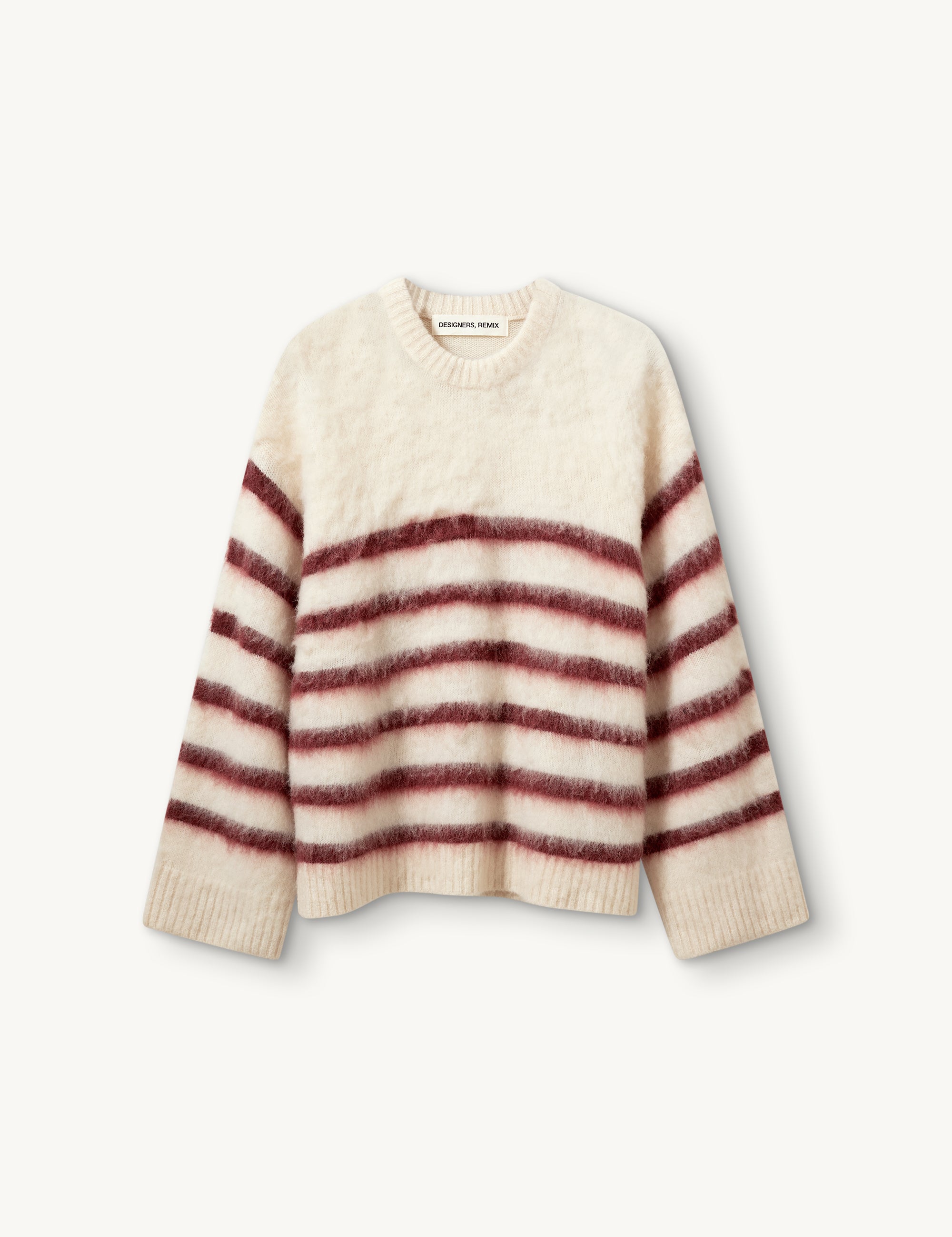 Verona Brushed Stripe Sweater Cream/Burgundy Stripes